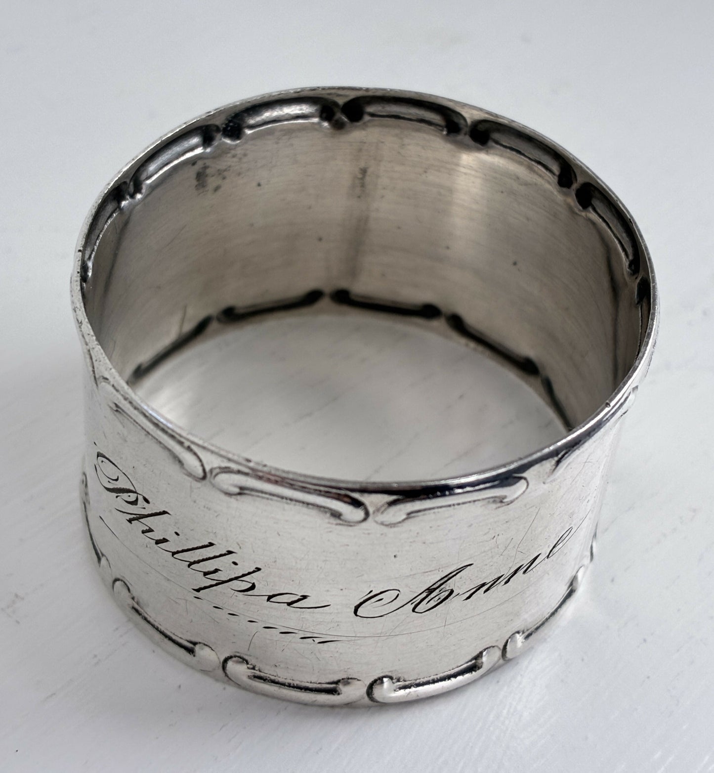 Silver Napkin ring ‘Phillipa Anne’