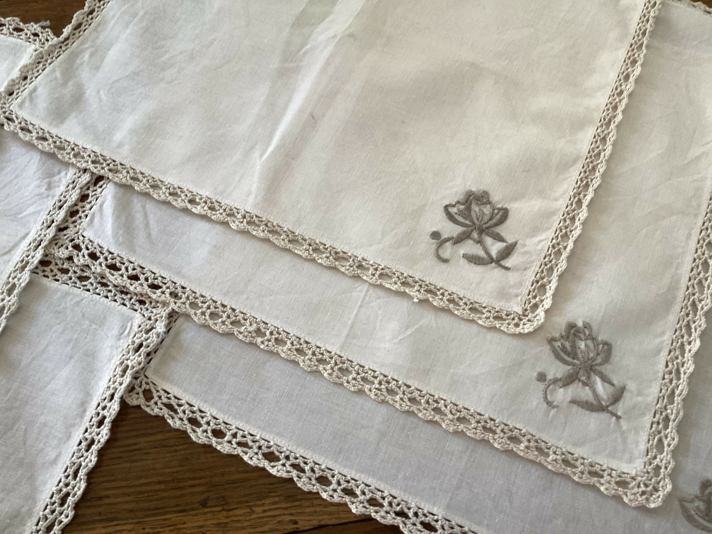 Vintage Ecru Table Napkins x 6