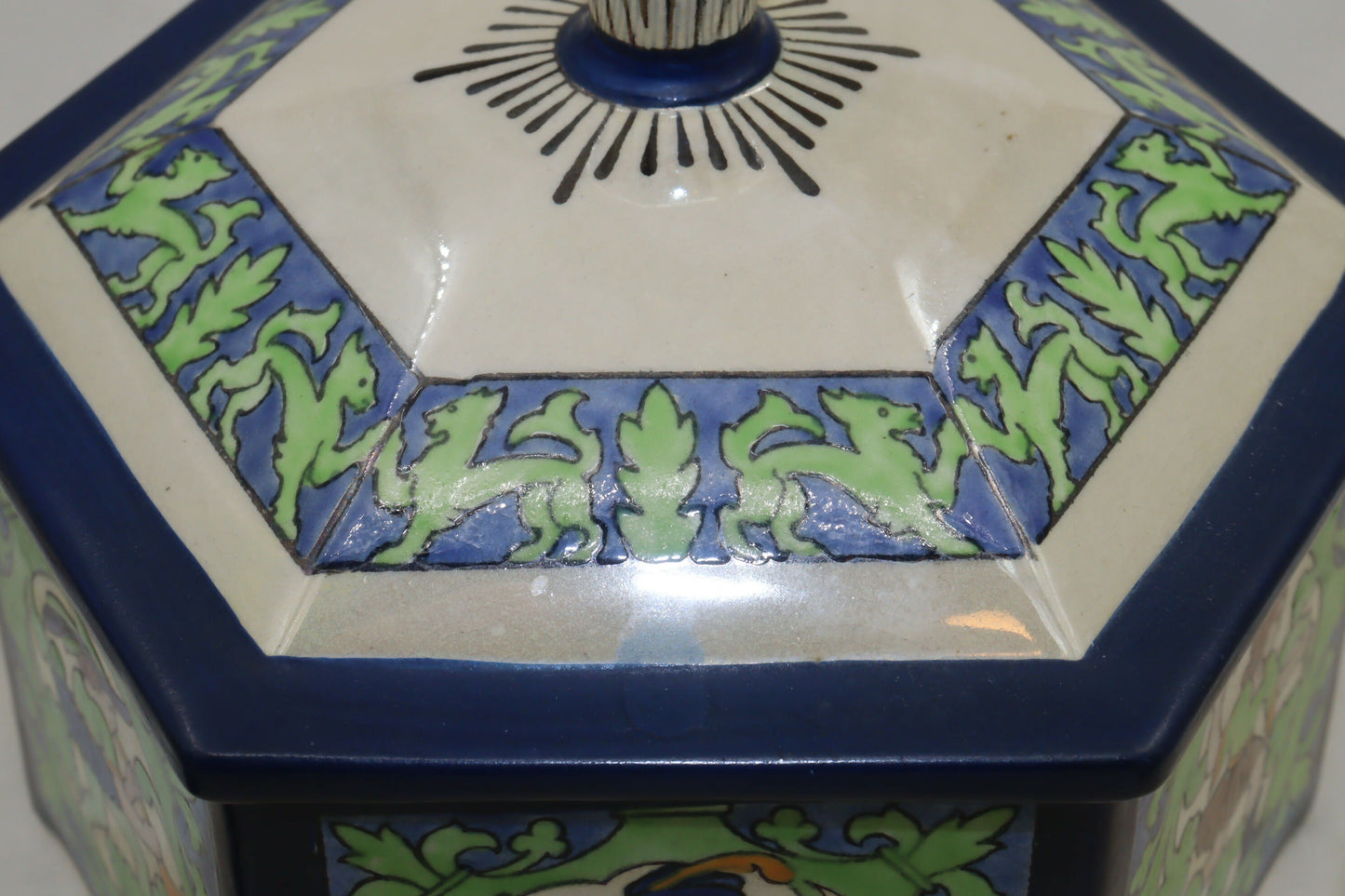 Royal Doulton lustreware hexagonal box and cover