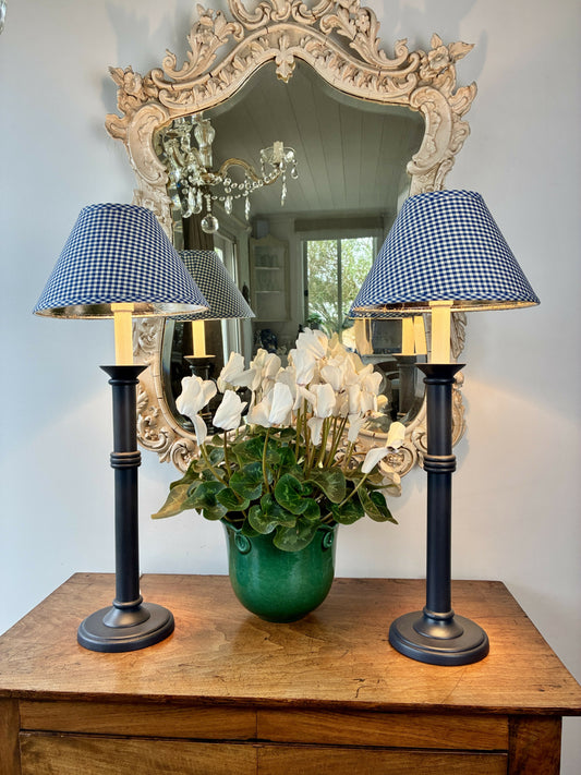 Pair of Blue Candlestick lamps