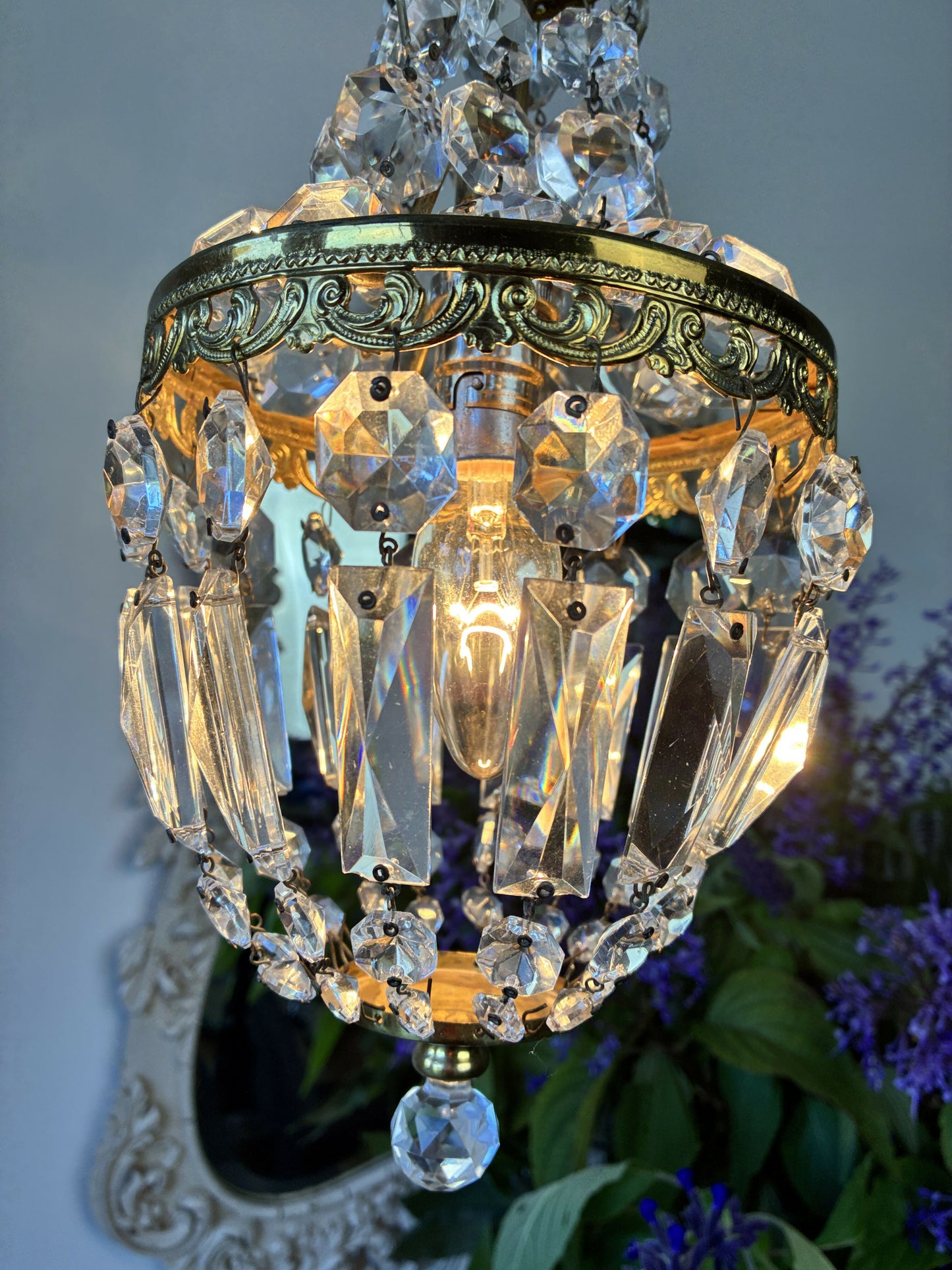 Small French Basket Chandelier