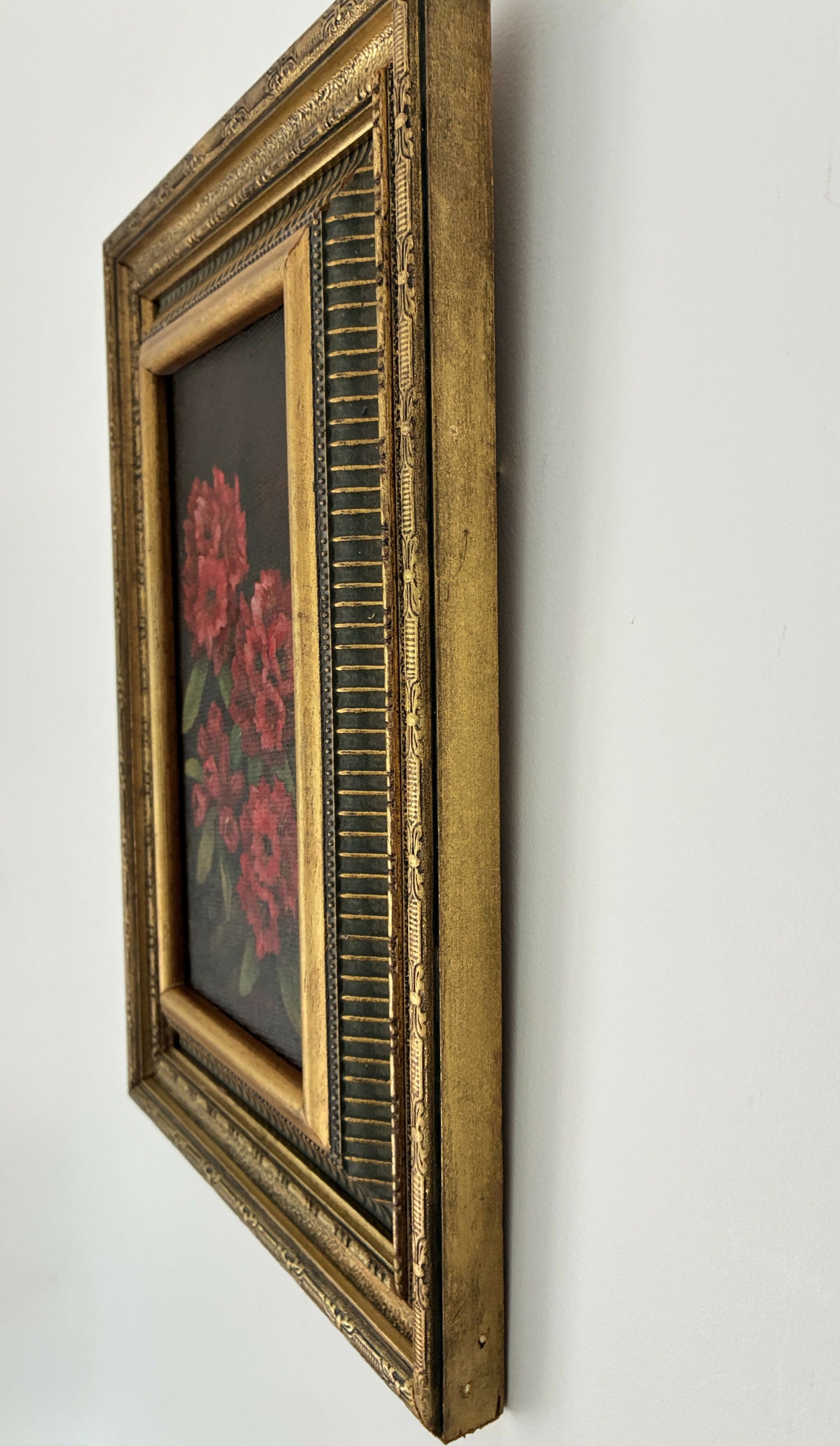 Rhododendrons in vintage gilt frame