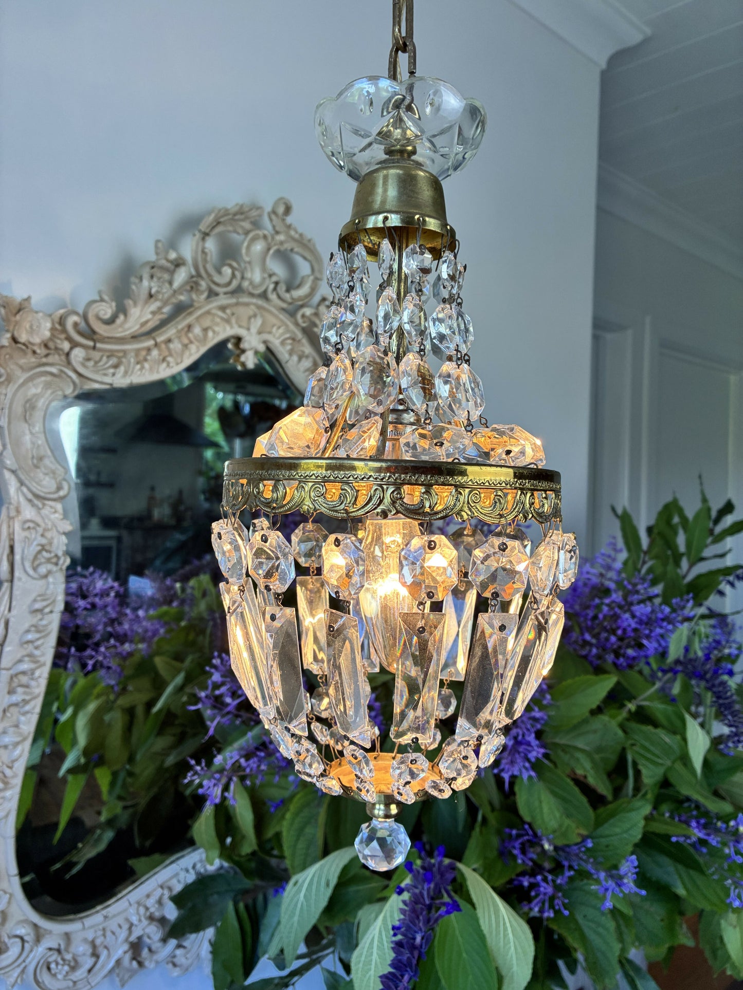 Small French Basket Chandelier
