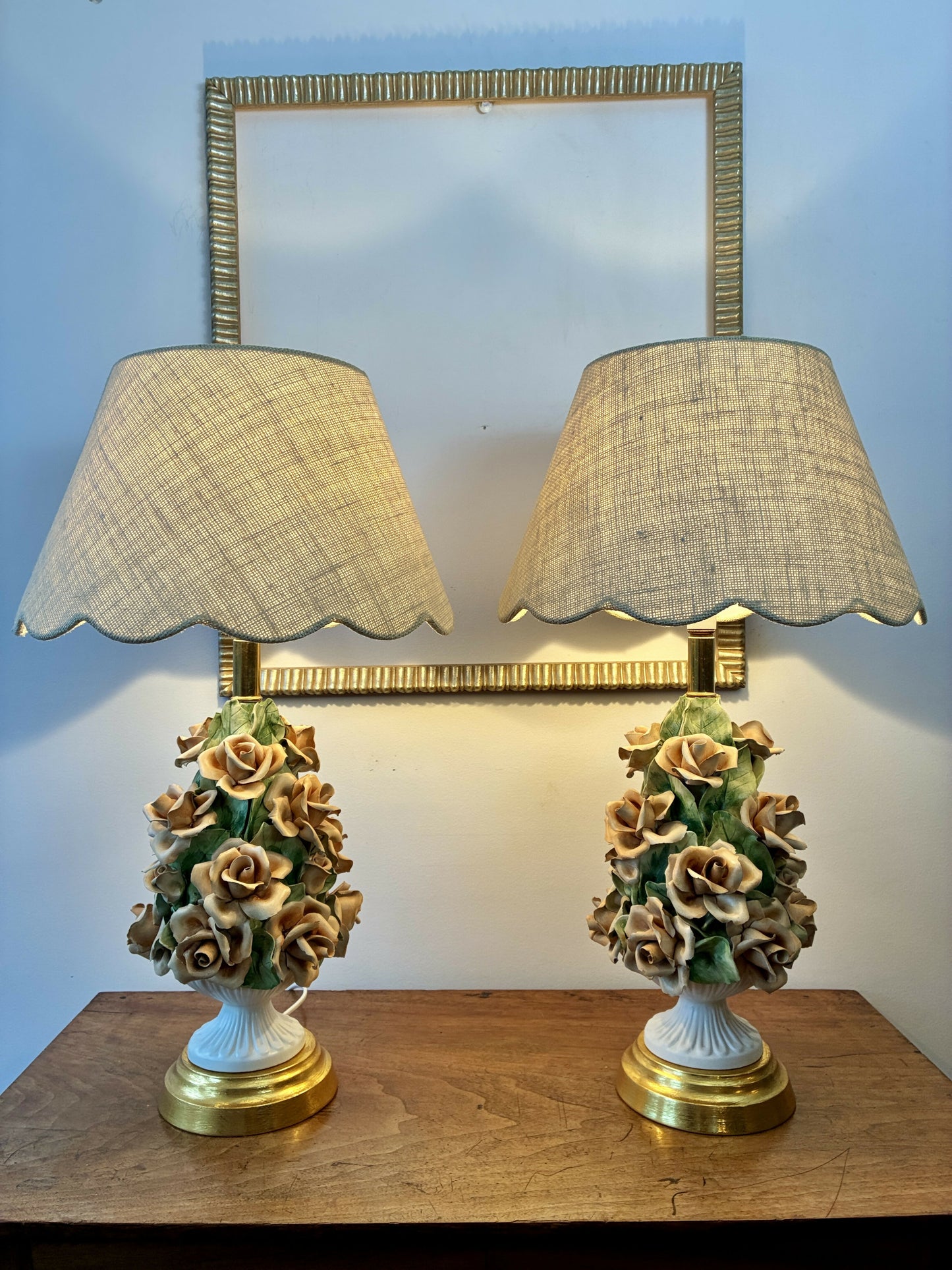 Pair of Capodimonte Topiary Lamps