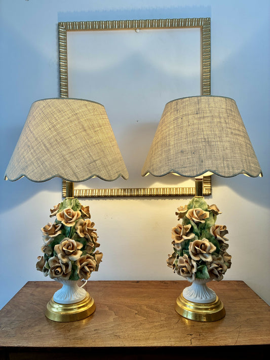 Pair of Capodimonte Topiary Lamps