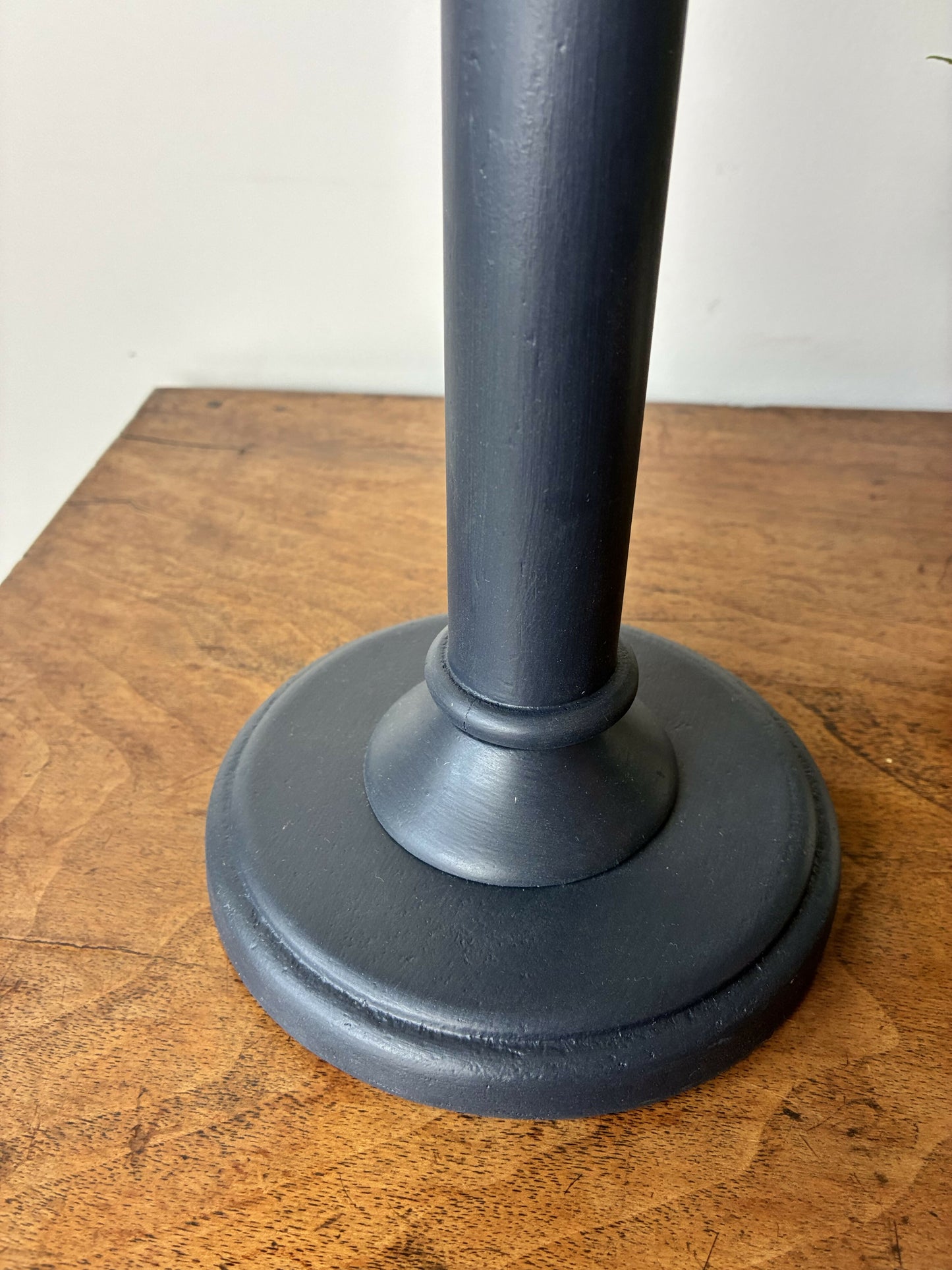 Pair of Blue Candlestick lamps with vintage pleated shades