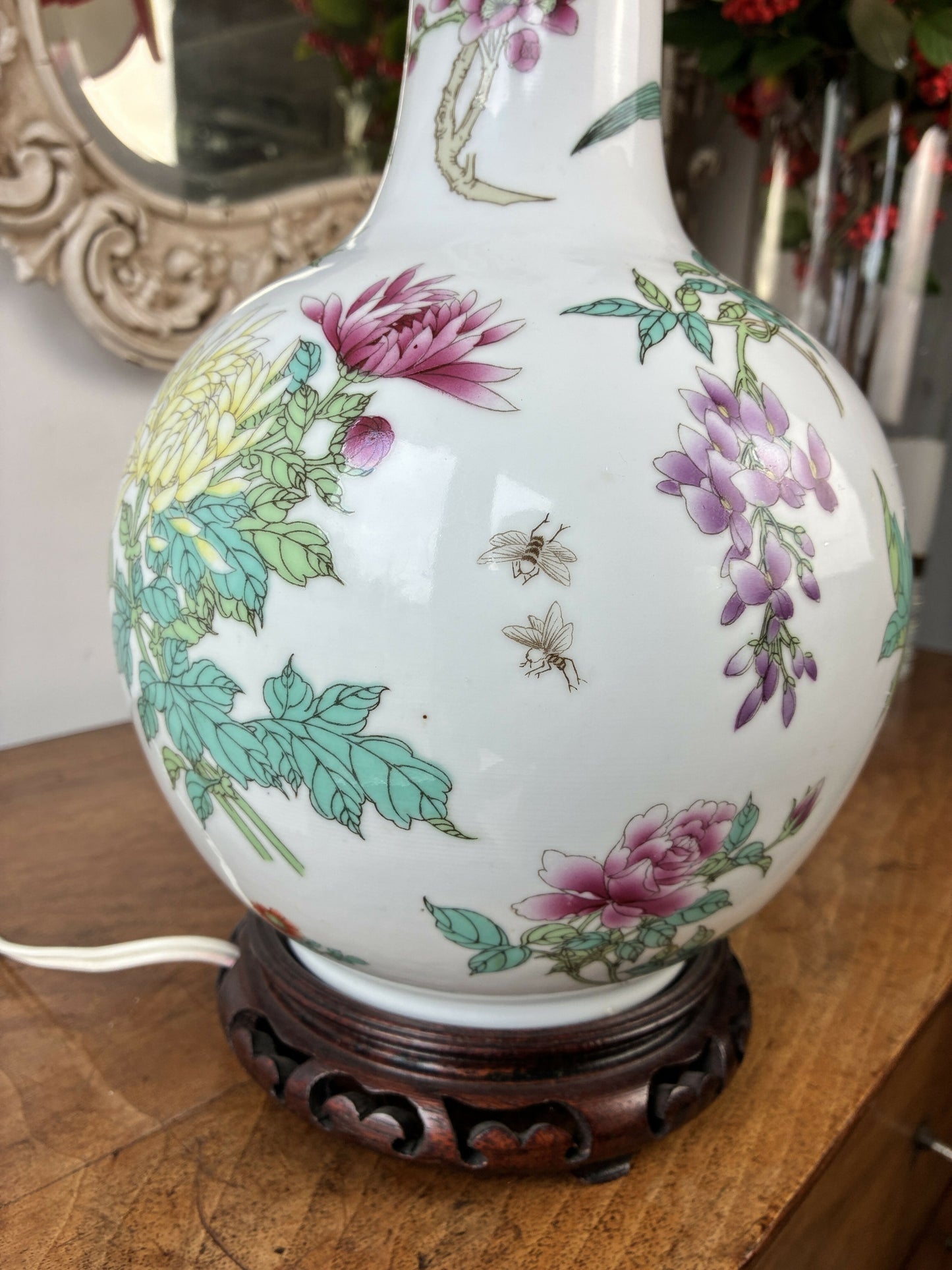 Gourd shaped Chinoiserie Lamp Base