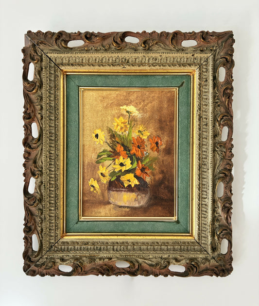 Floral Still Life in Antique Frame