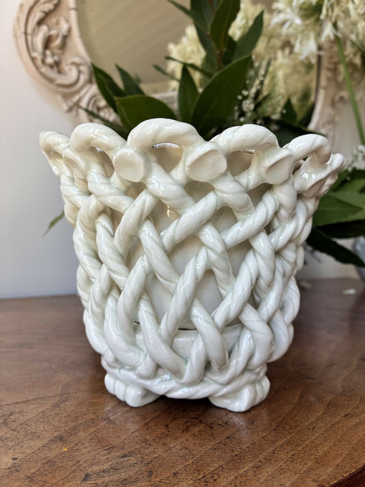 Spanish Ceramic Woven Rope Planter Pot