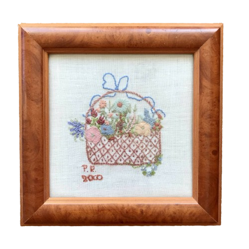 Basket of Flowers embroidered in wool