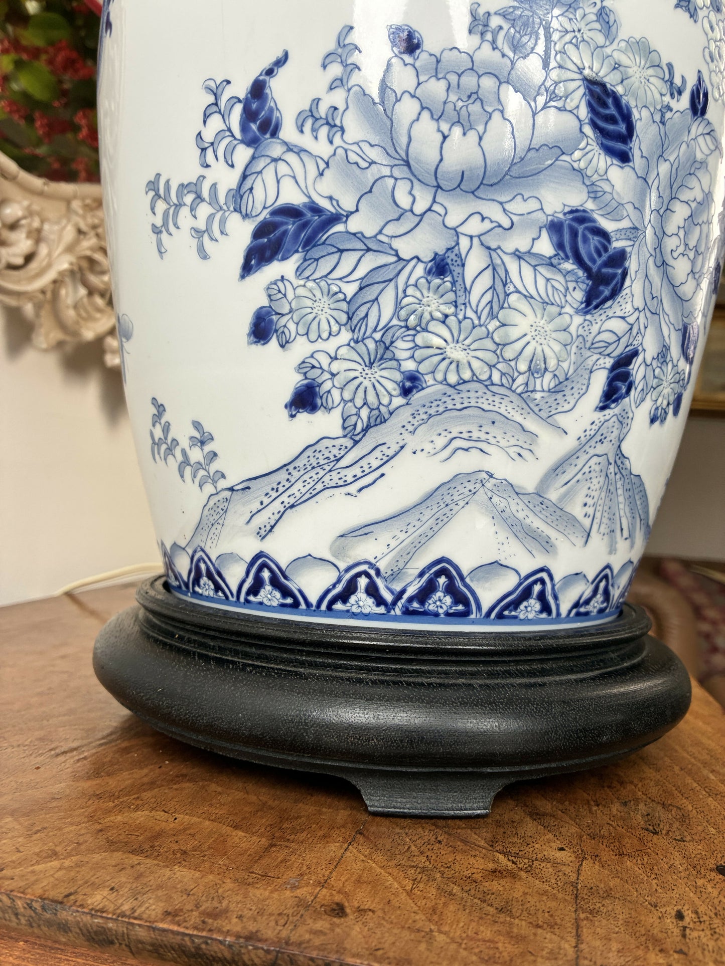 Large Blue and White Chinoiserie Lampbase
