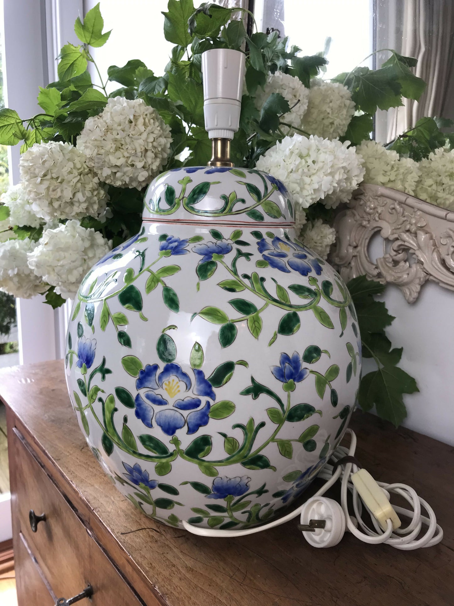 Oversized Chinoiserie Ginger Jar Lamp Base