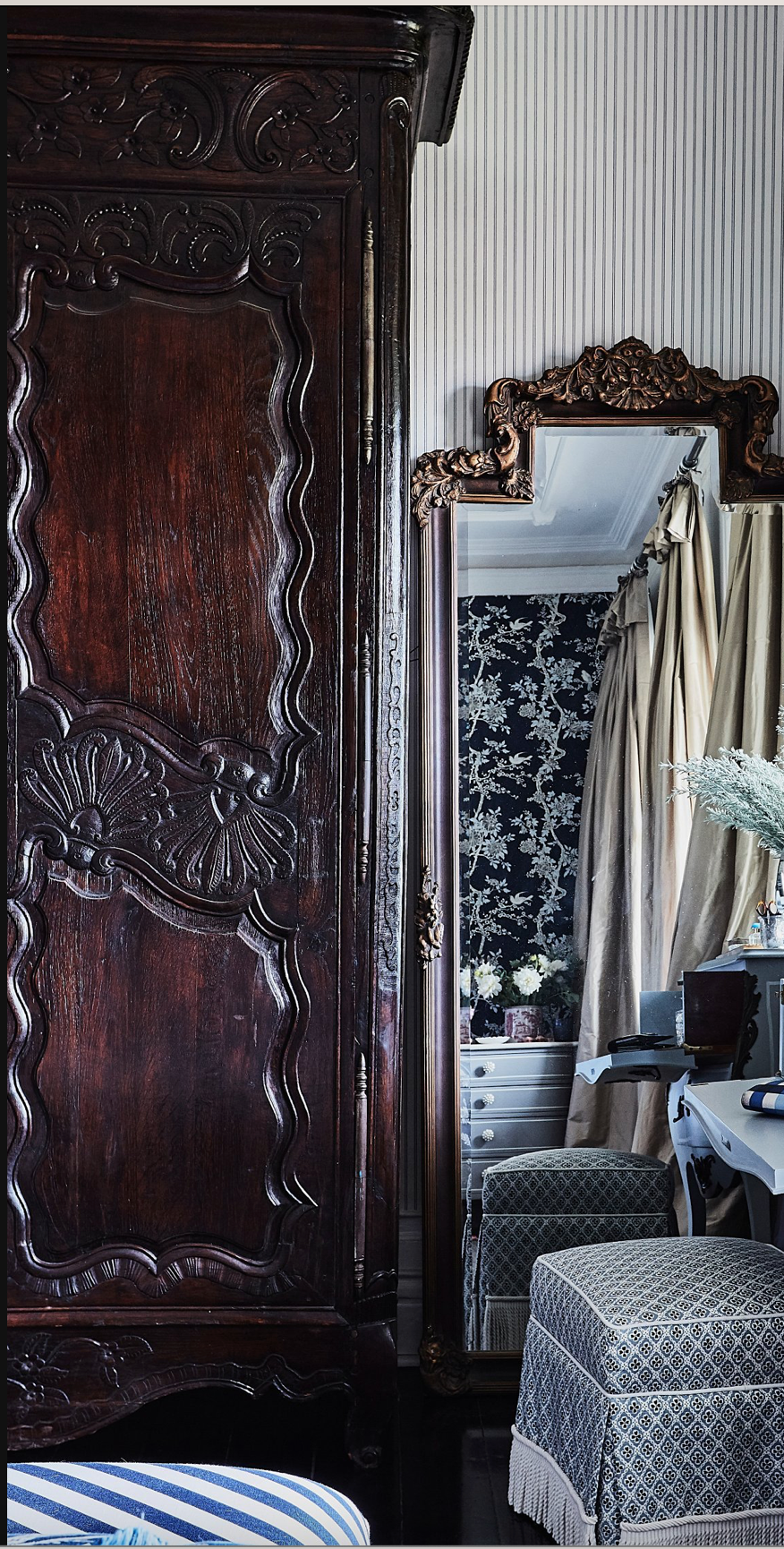 Louis 18th French armoire in dark walnut oak