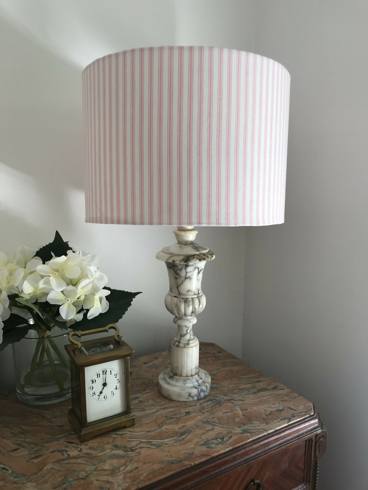 Pink Ticking Drum Lampshade