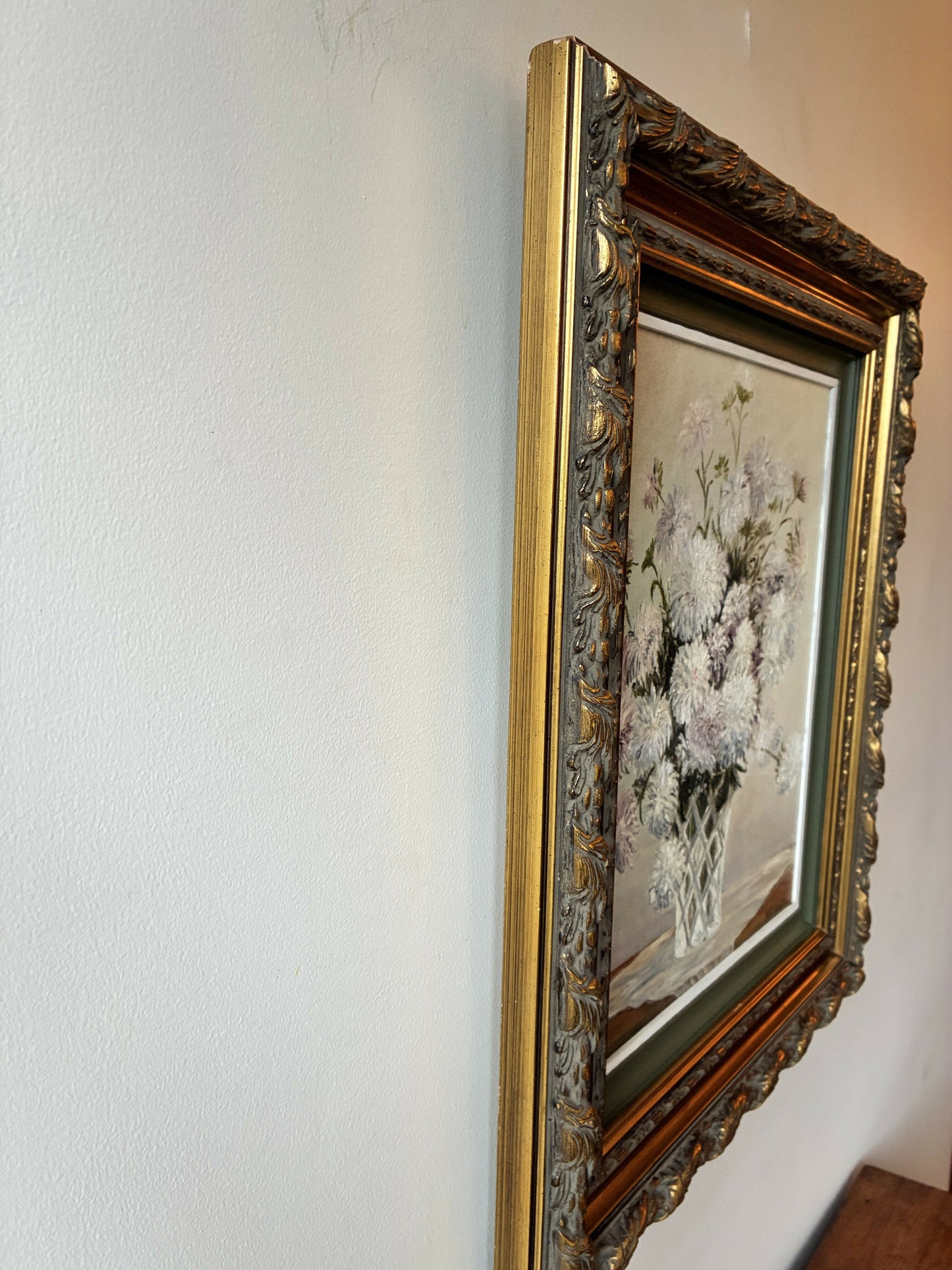 Asters in vintage gilt frame