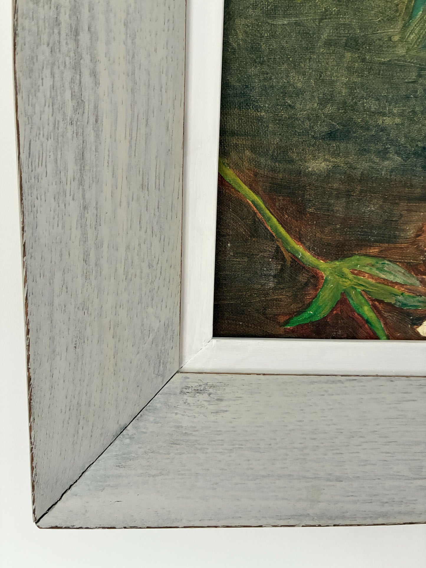 Vase of Peonies in distressed frame