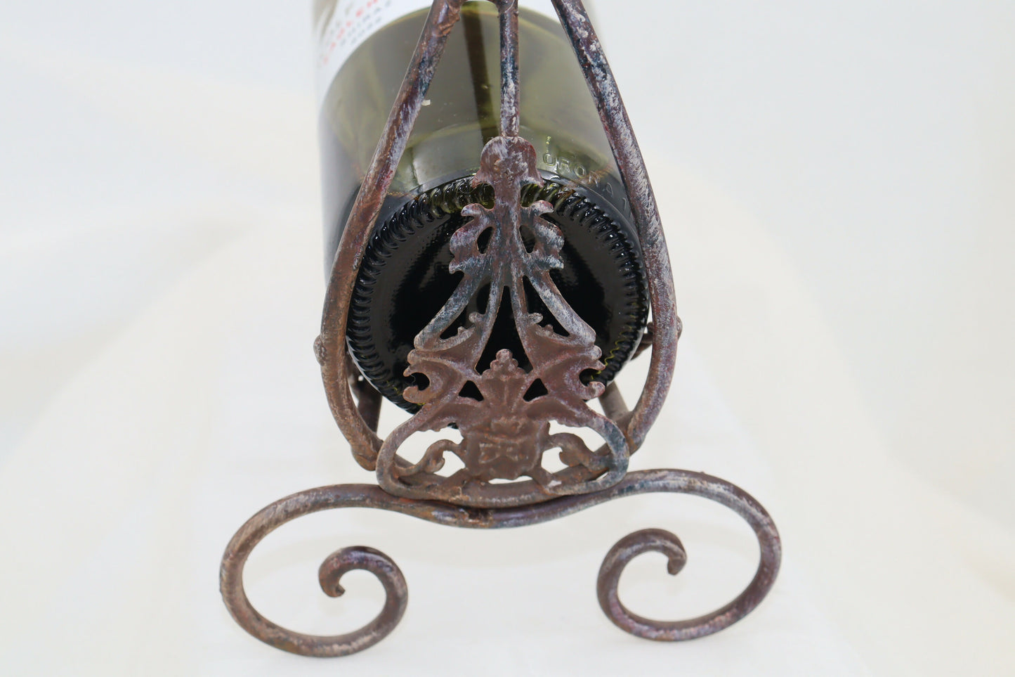 French wrought iron wine bottle holder
