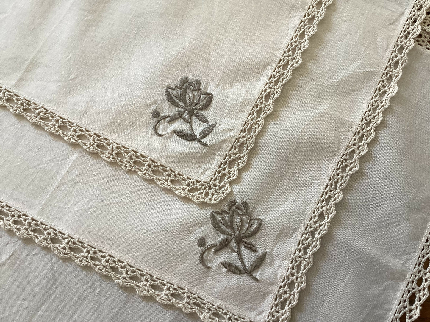 Vintage Ecru Table Napkins x 6