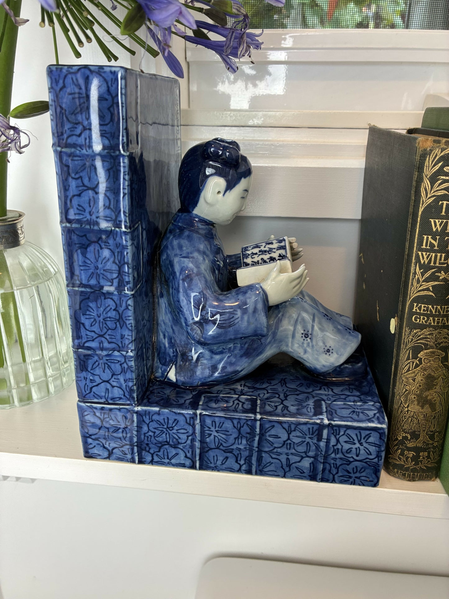 Chinese Nanking Porcelain Figurine Bookends