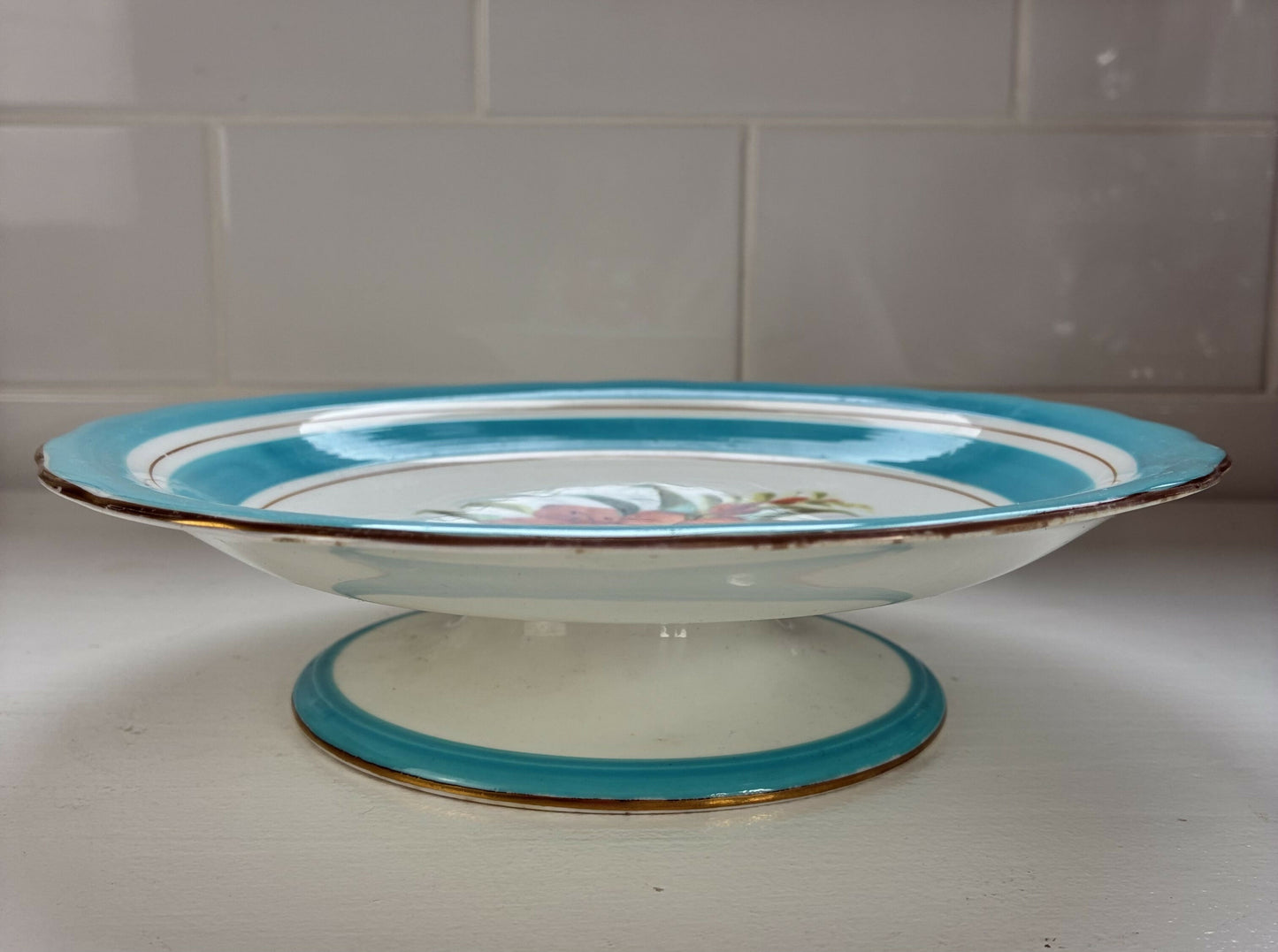 Lilies handpainted comport tazzer