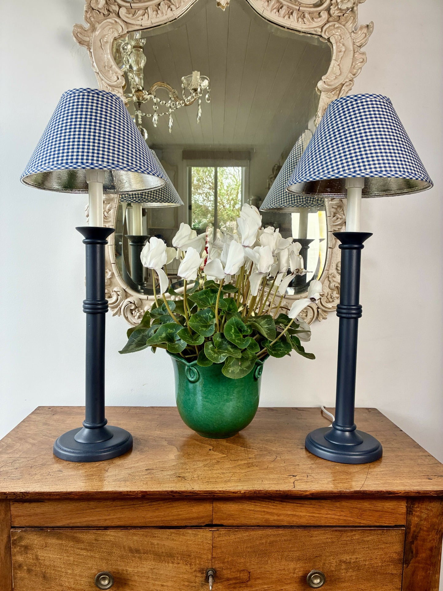 Pair of Blue Candlestick lamps