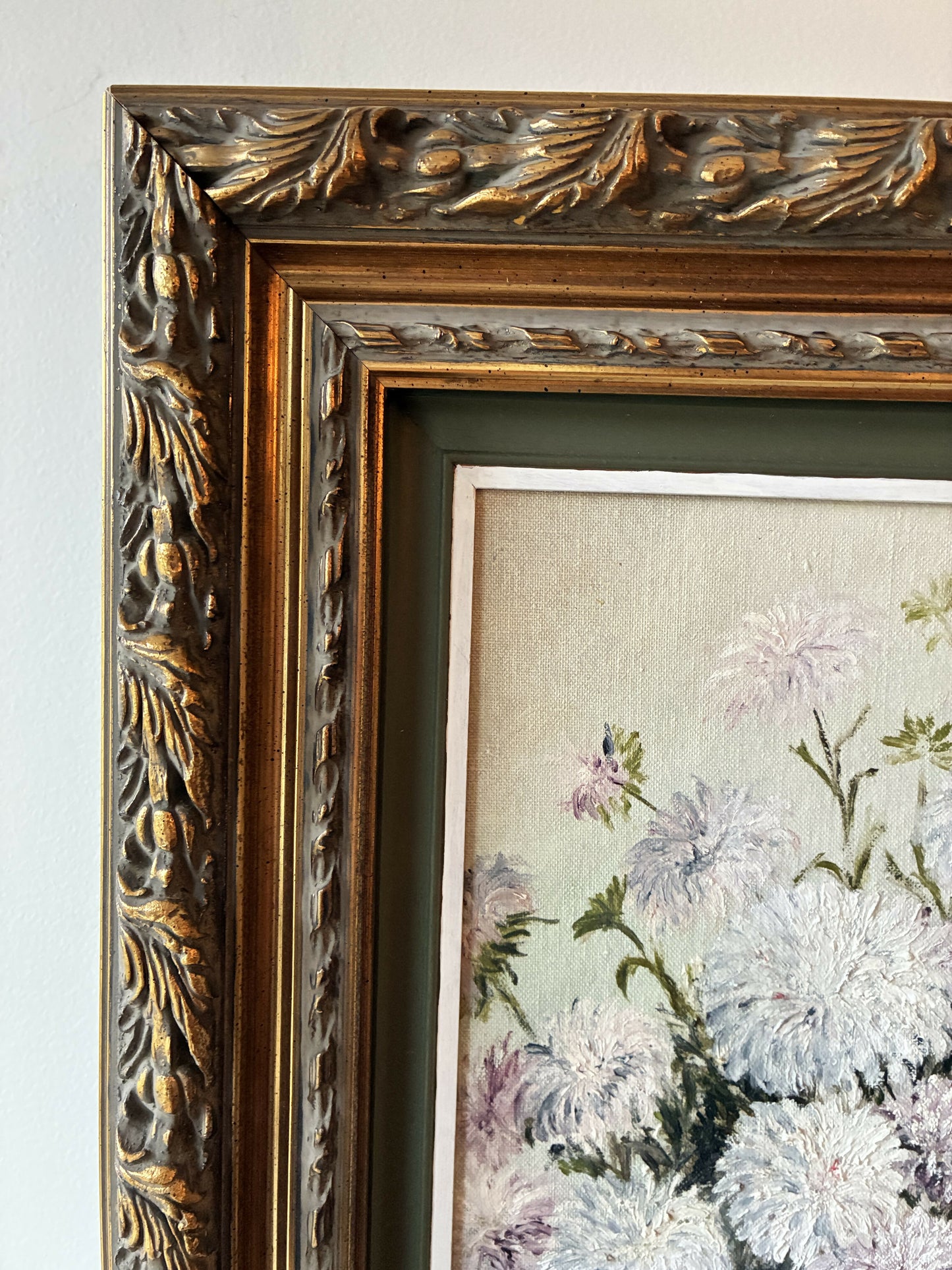 Asters in vintage gilt frame