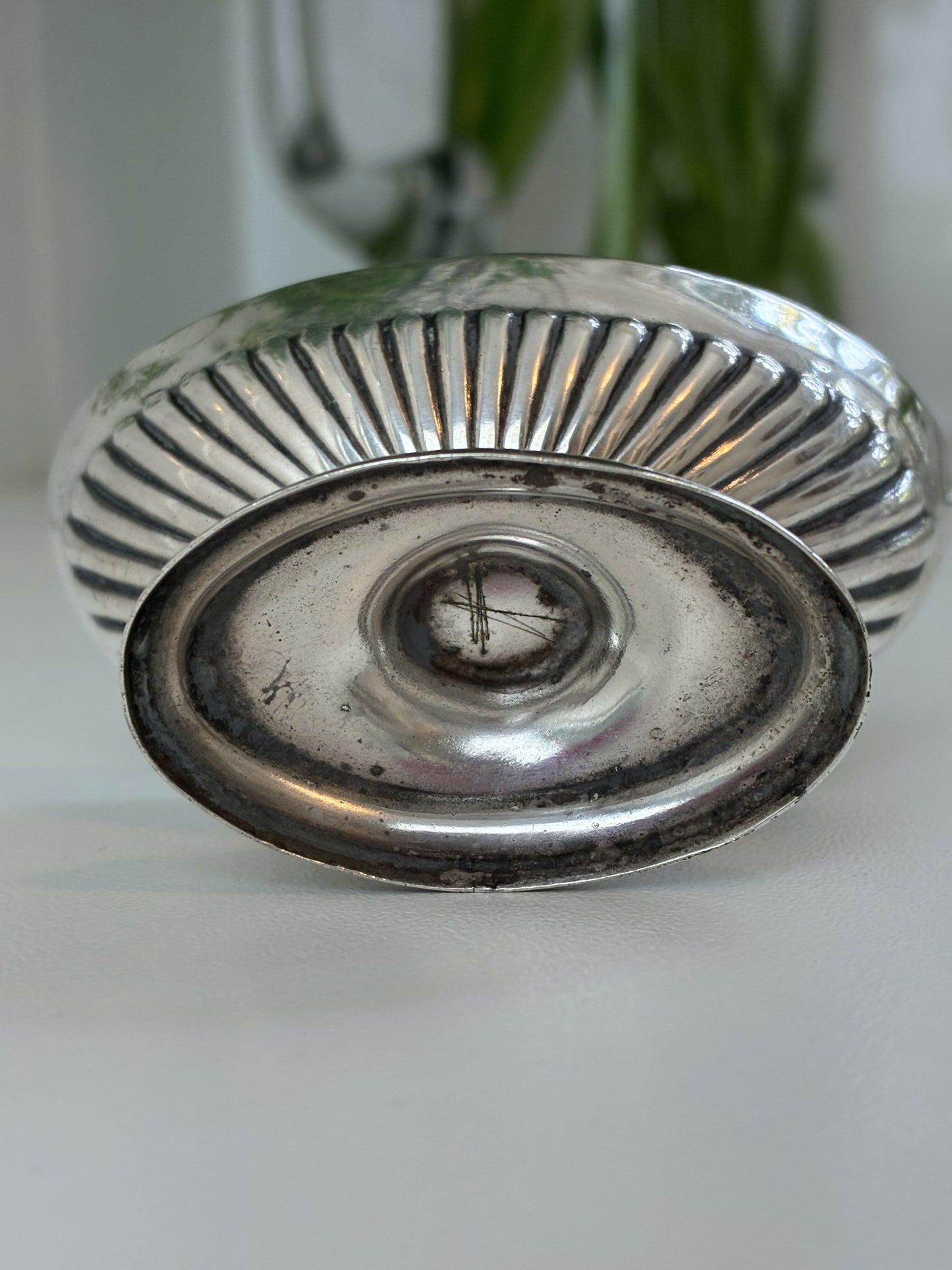 Small silver reeded dish