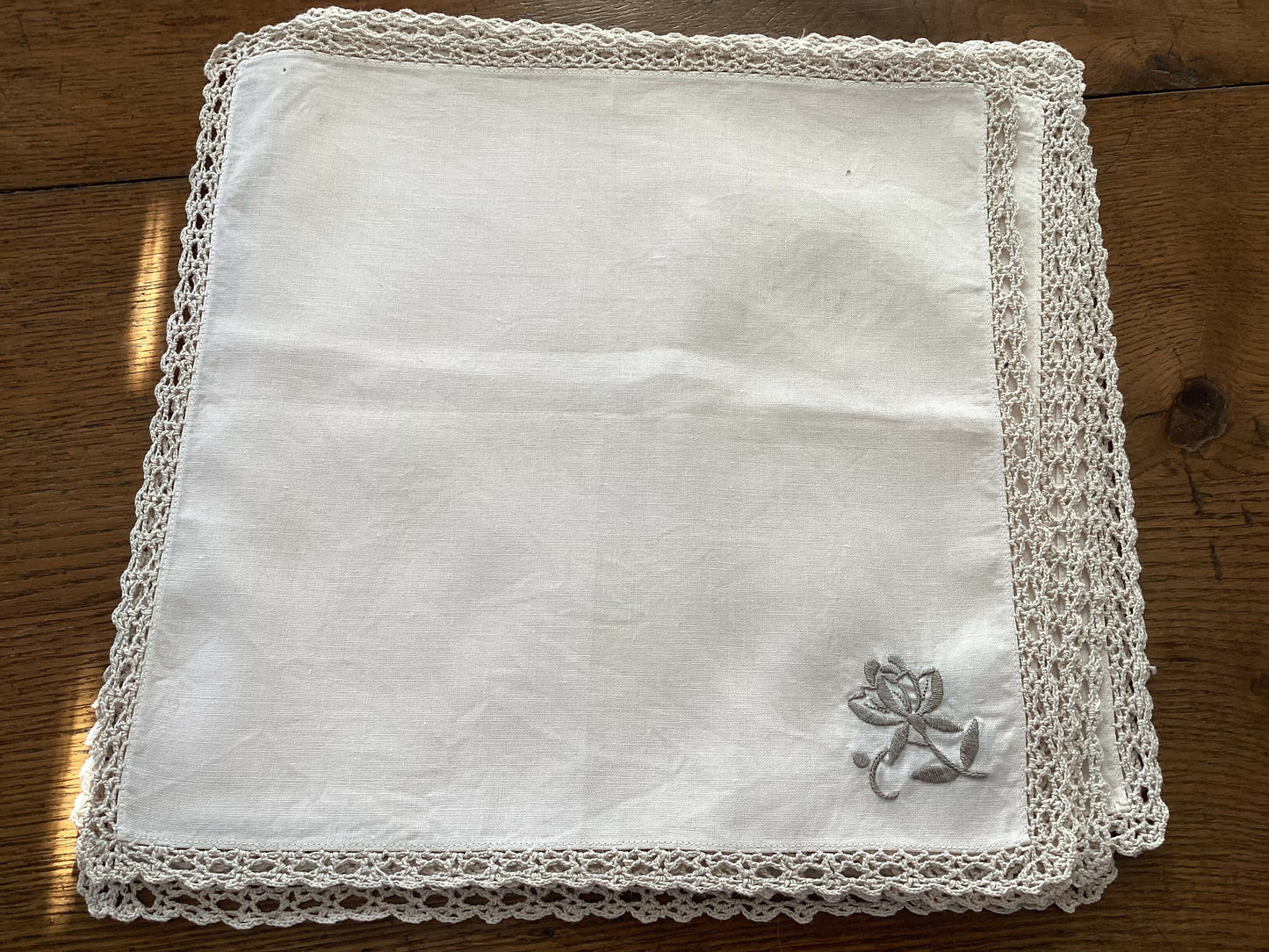 Vintage Ecru Table Napkins x 6