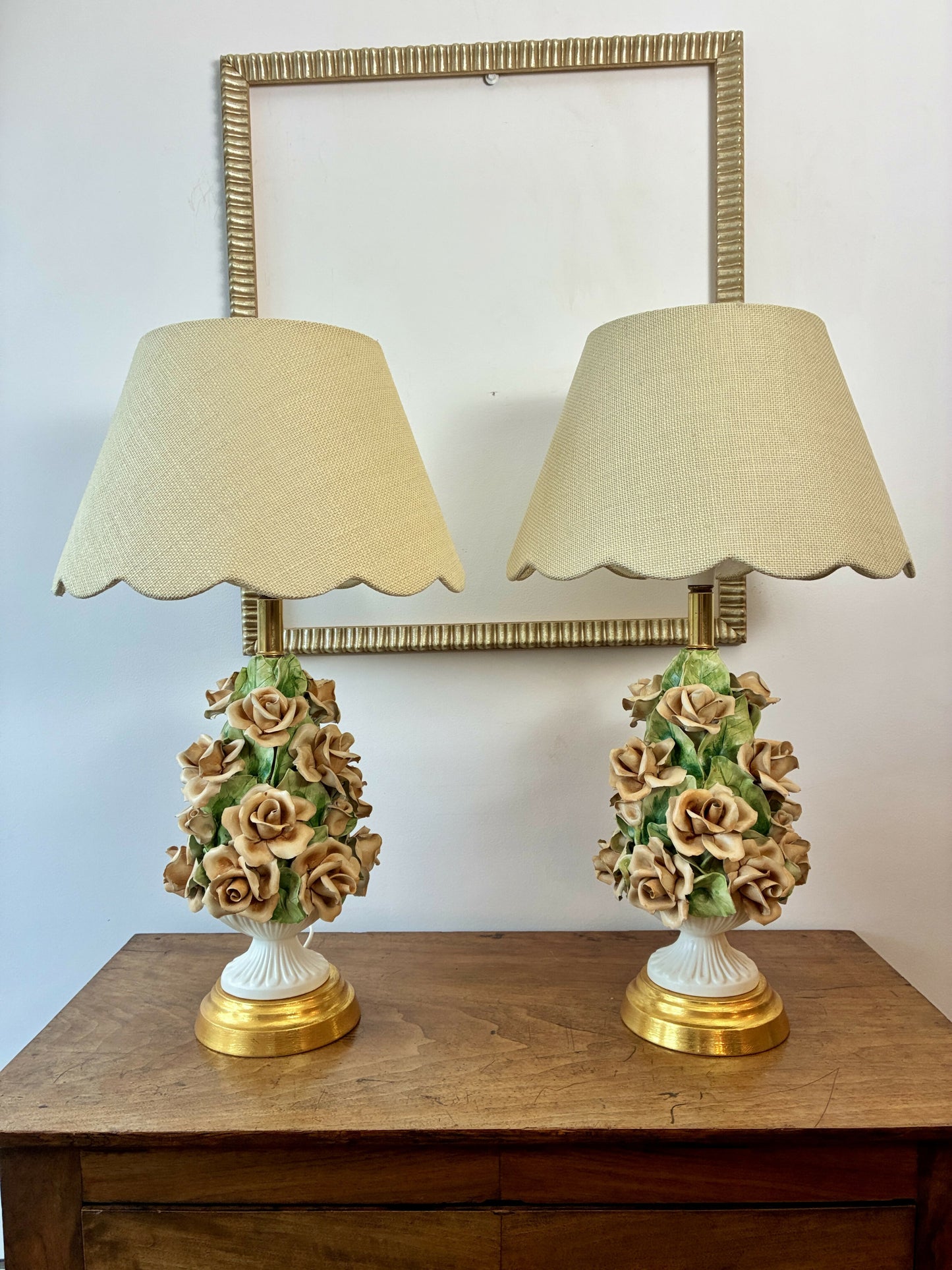 Pair of Capodimonte Topiary Lamps
