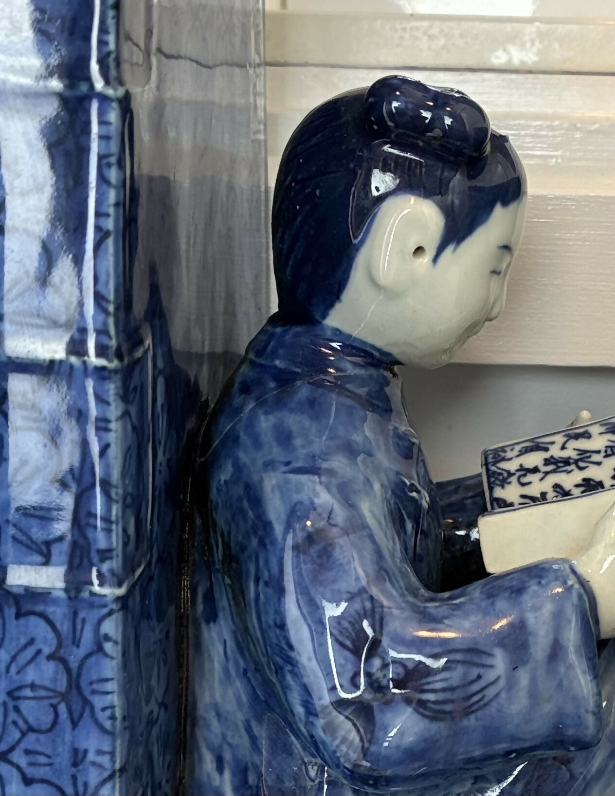 Chinese Nanking Porcelain Figurine Bookends