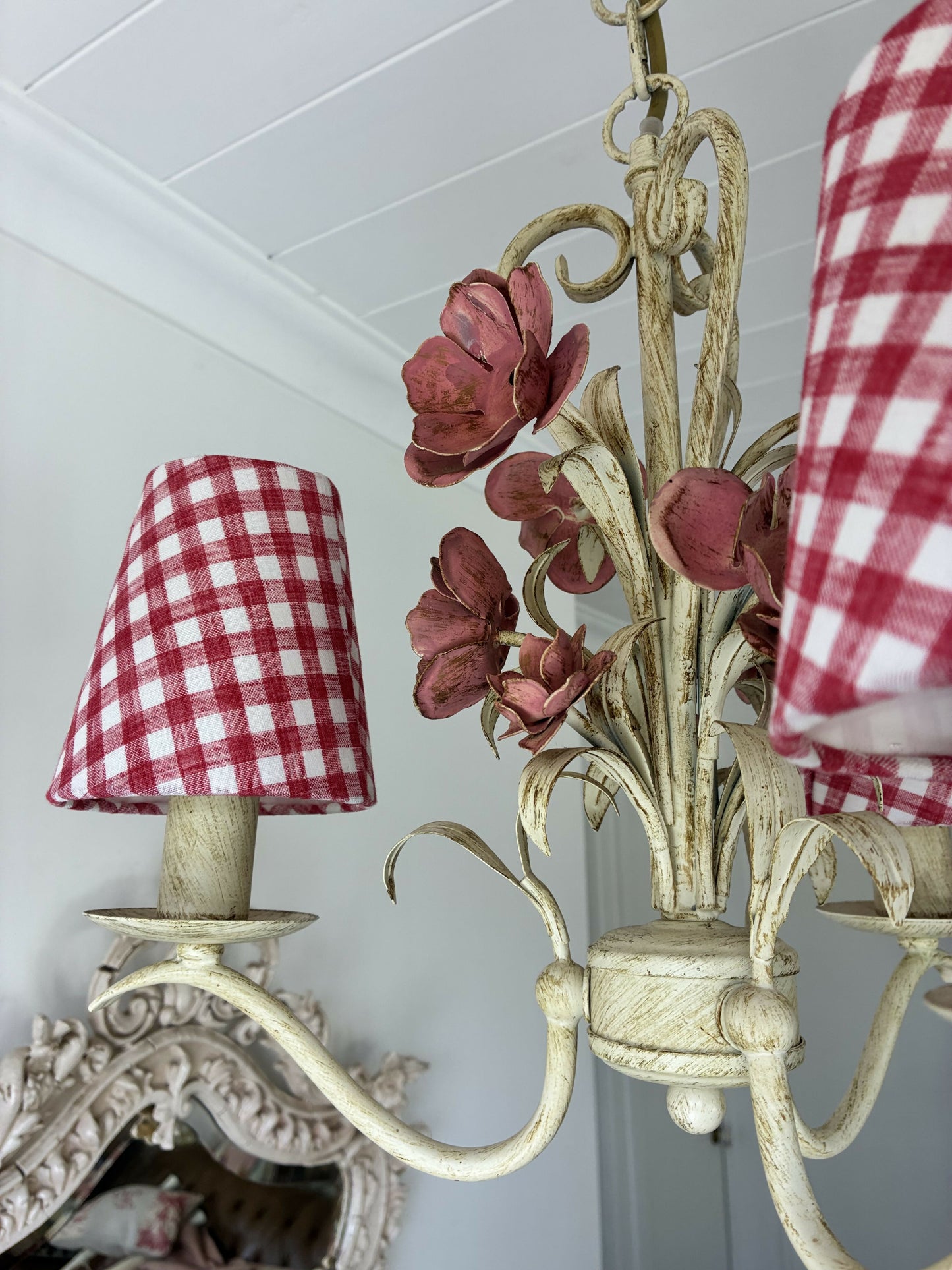 Tole Chandelier with shades
