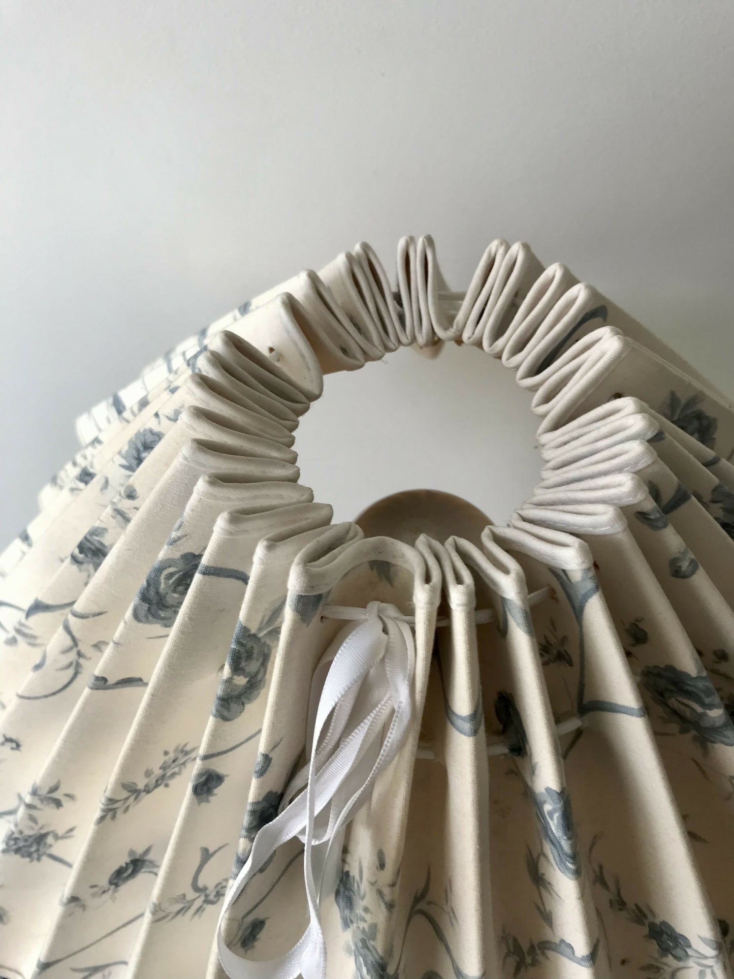 Pair of Blue Candlestick lamps with vintage pleated shades