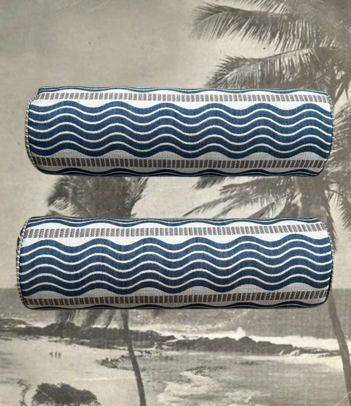 Bolster Cushion - Schumacher Wavy Fabric