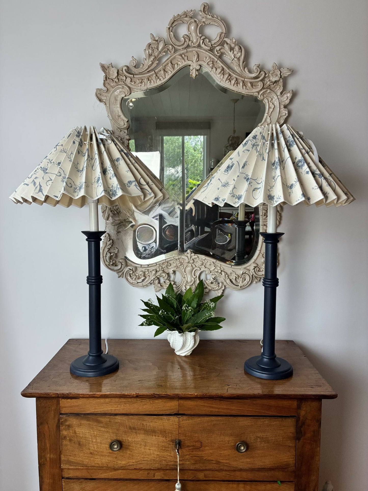 Pair of Blue Candlestick lamps