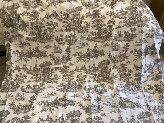 Toile Curtains, pair, to suit opening of 180cm x 213 cm length, charcoal colour,