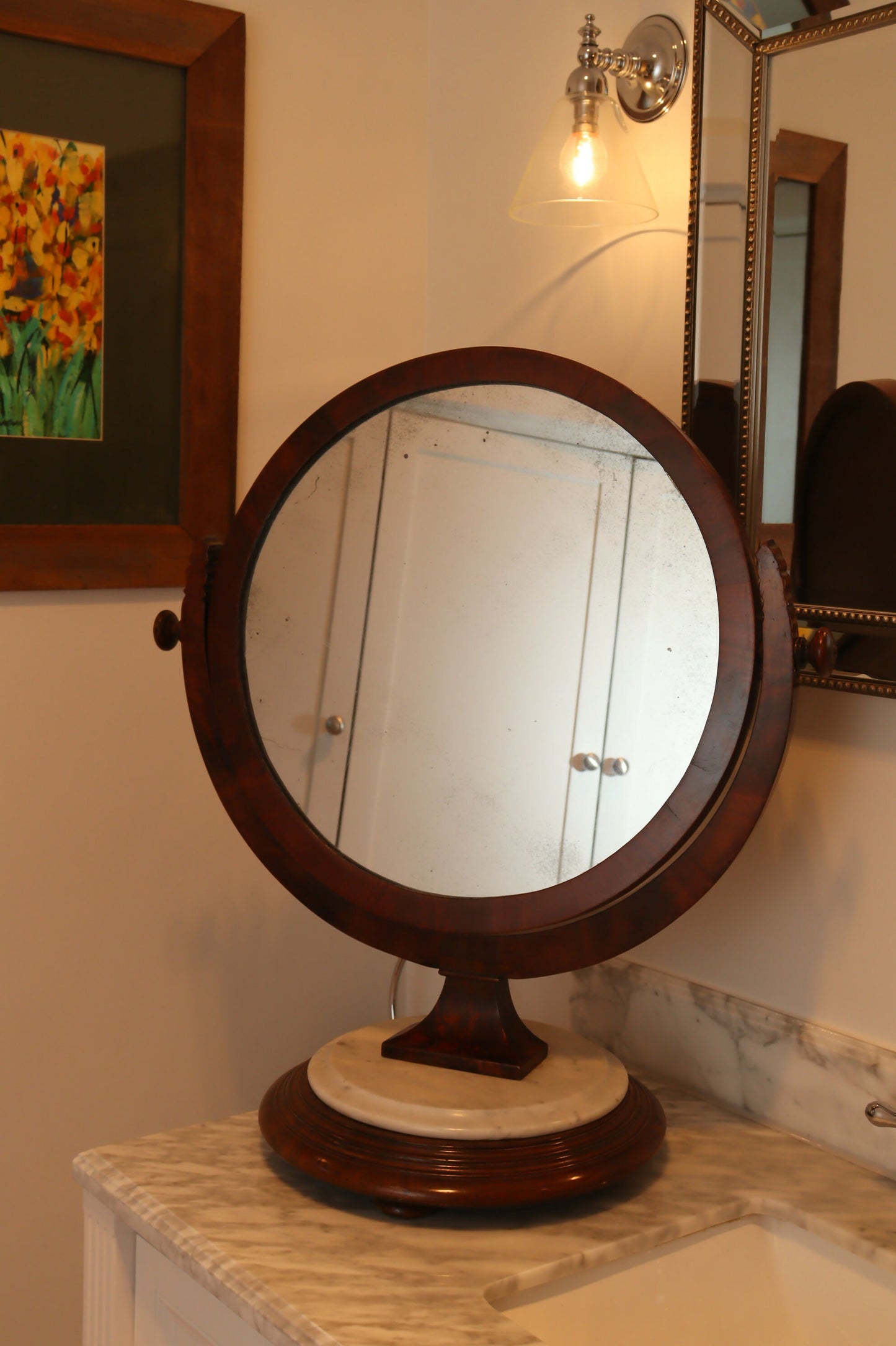 Georgian circular toilet mirror