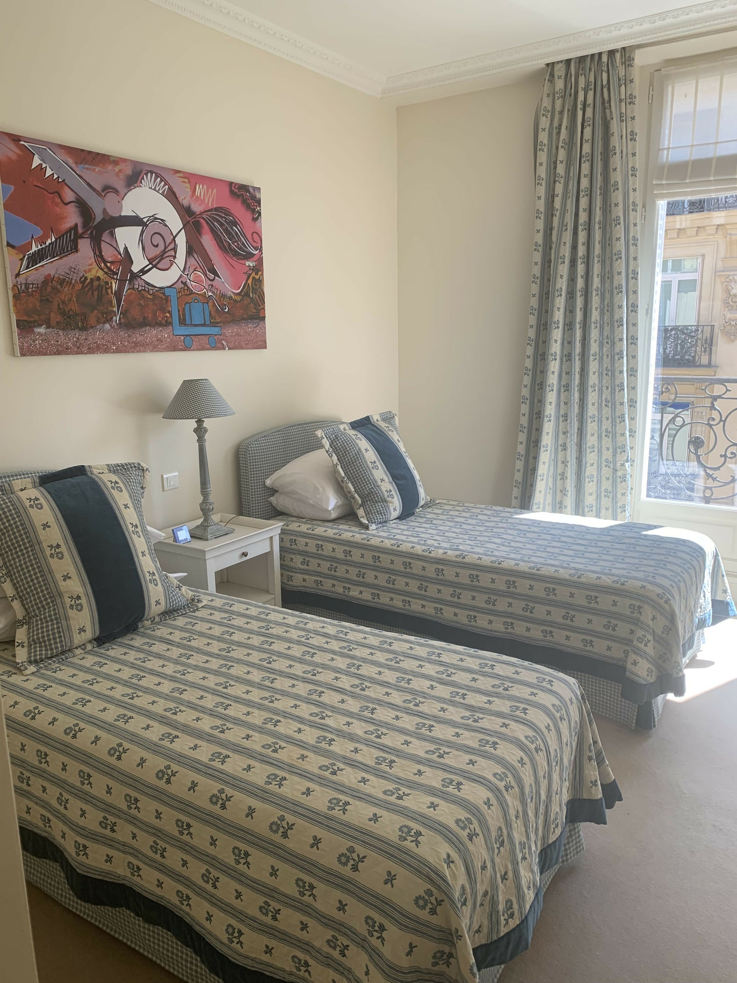 Twin cornflour blue and white double cotton single bed covers with matching European pillow covers
