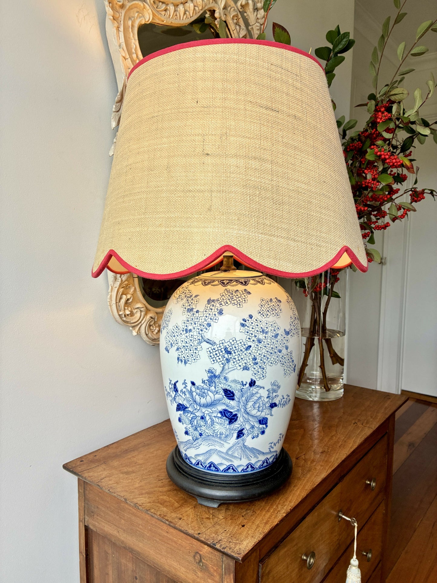 Large Blue and White Chinoiserie Lampbase