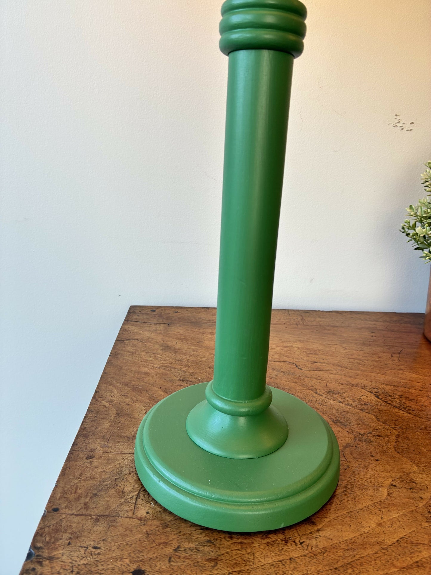 Pair of Green Candlestick Lamps with Pleated Shades