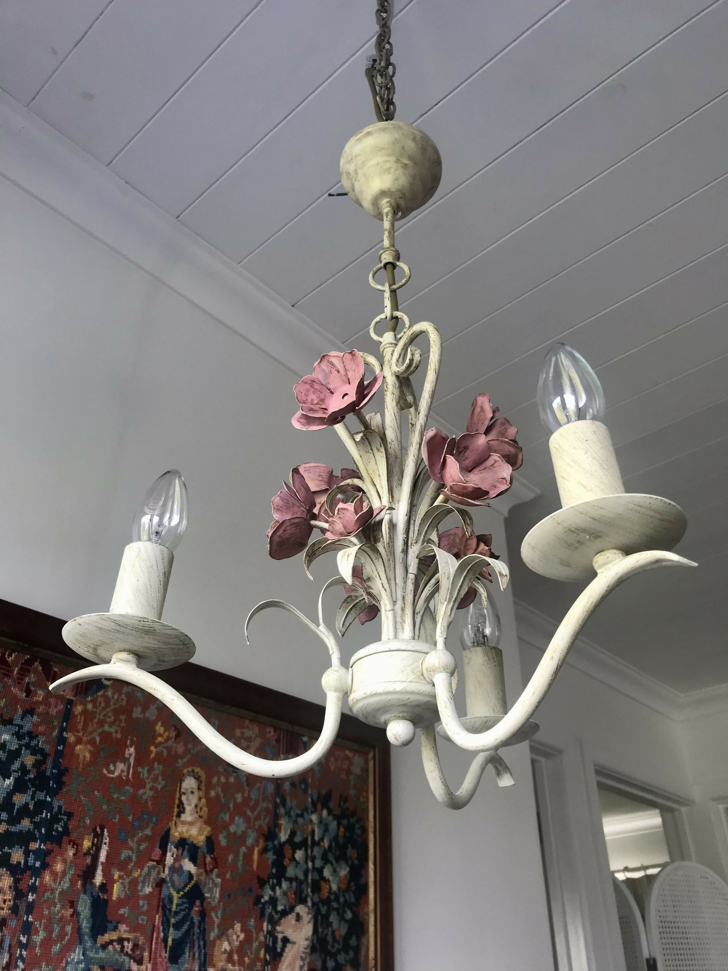 Tole Chandelier with shades