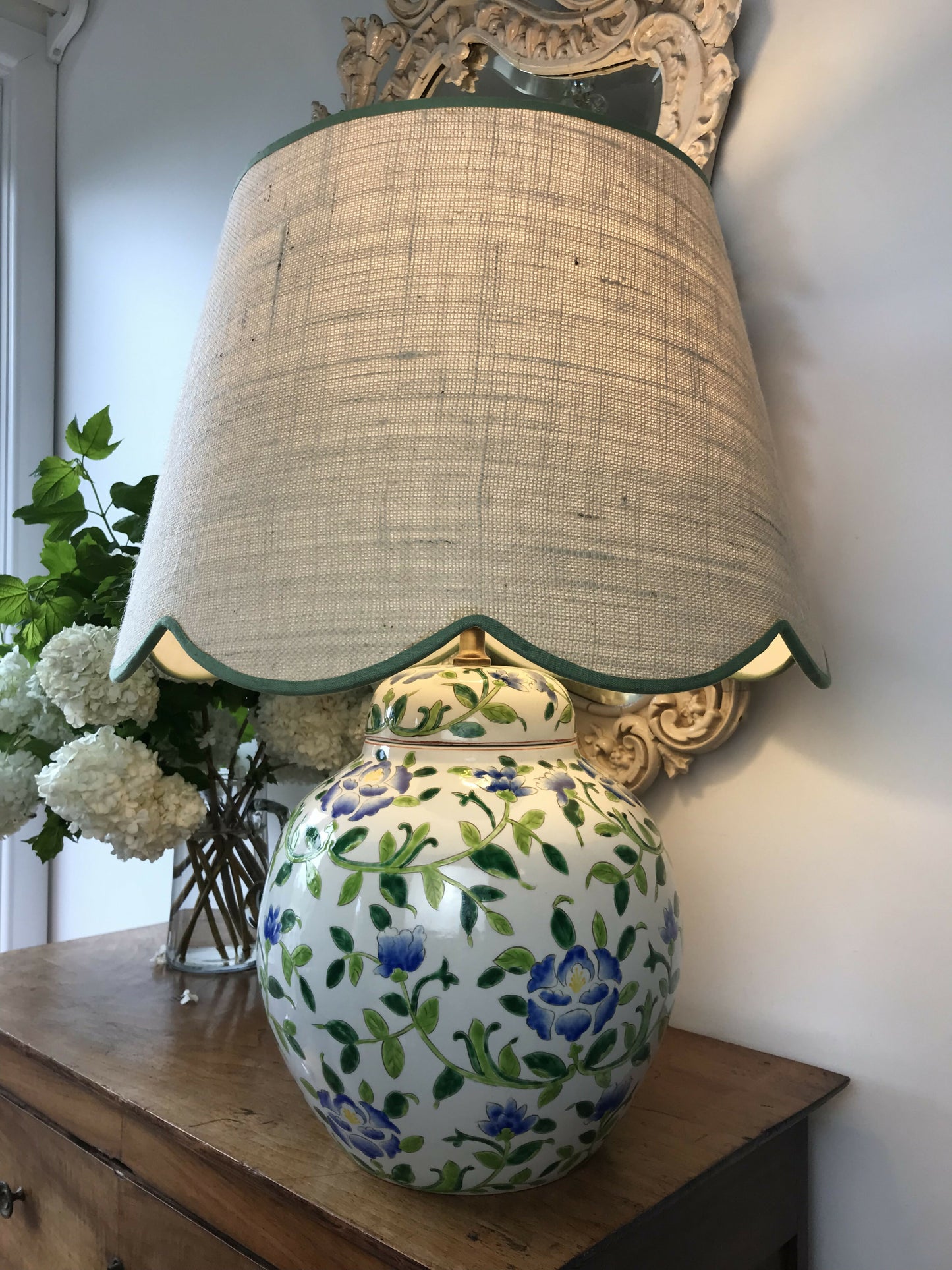 Oversized Chinoiserie Ginger Jar Lamp Base