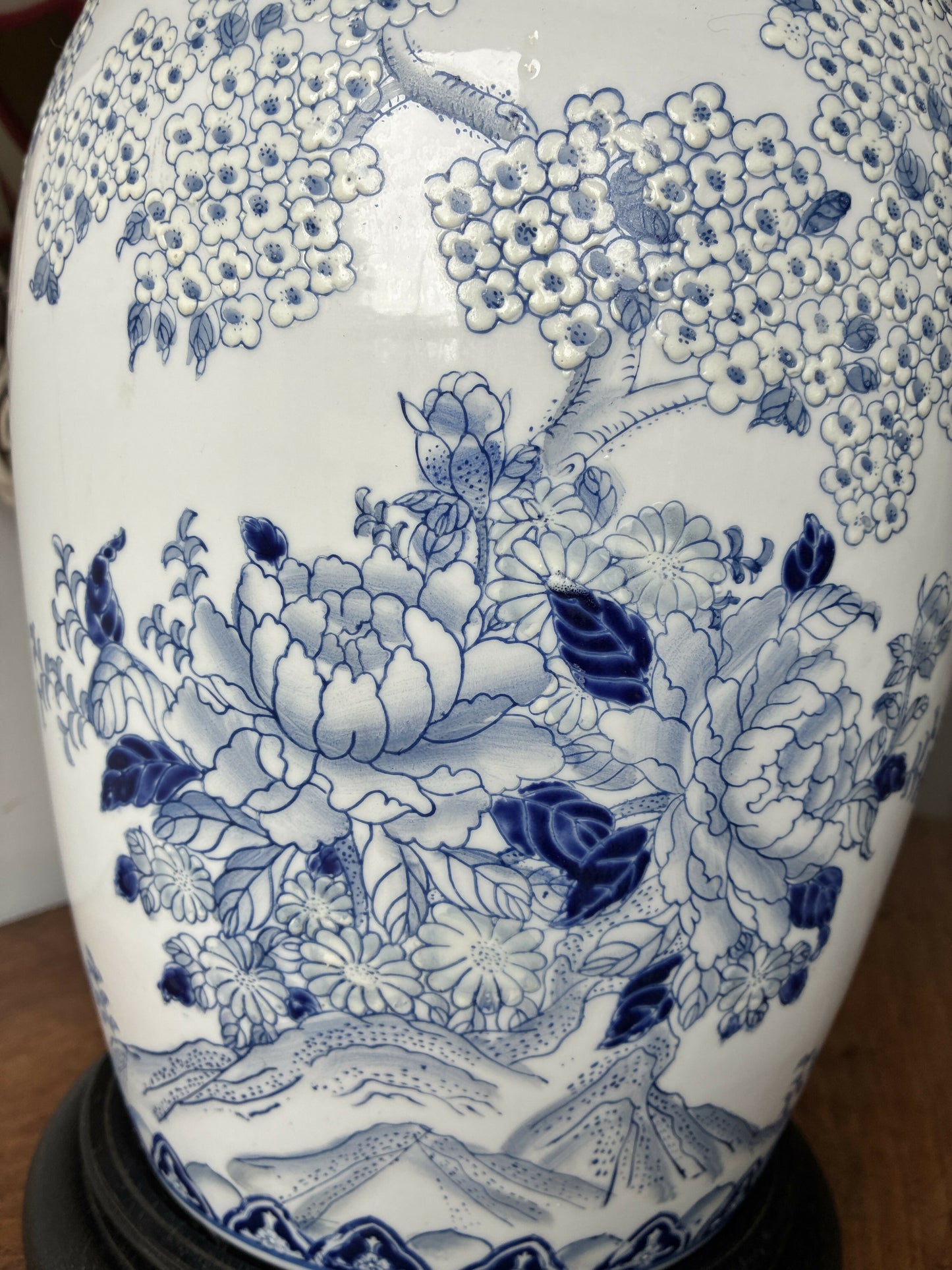 Large Blue and White Chinoiserie Lampbase