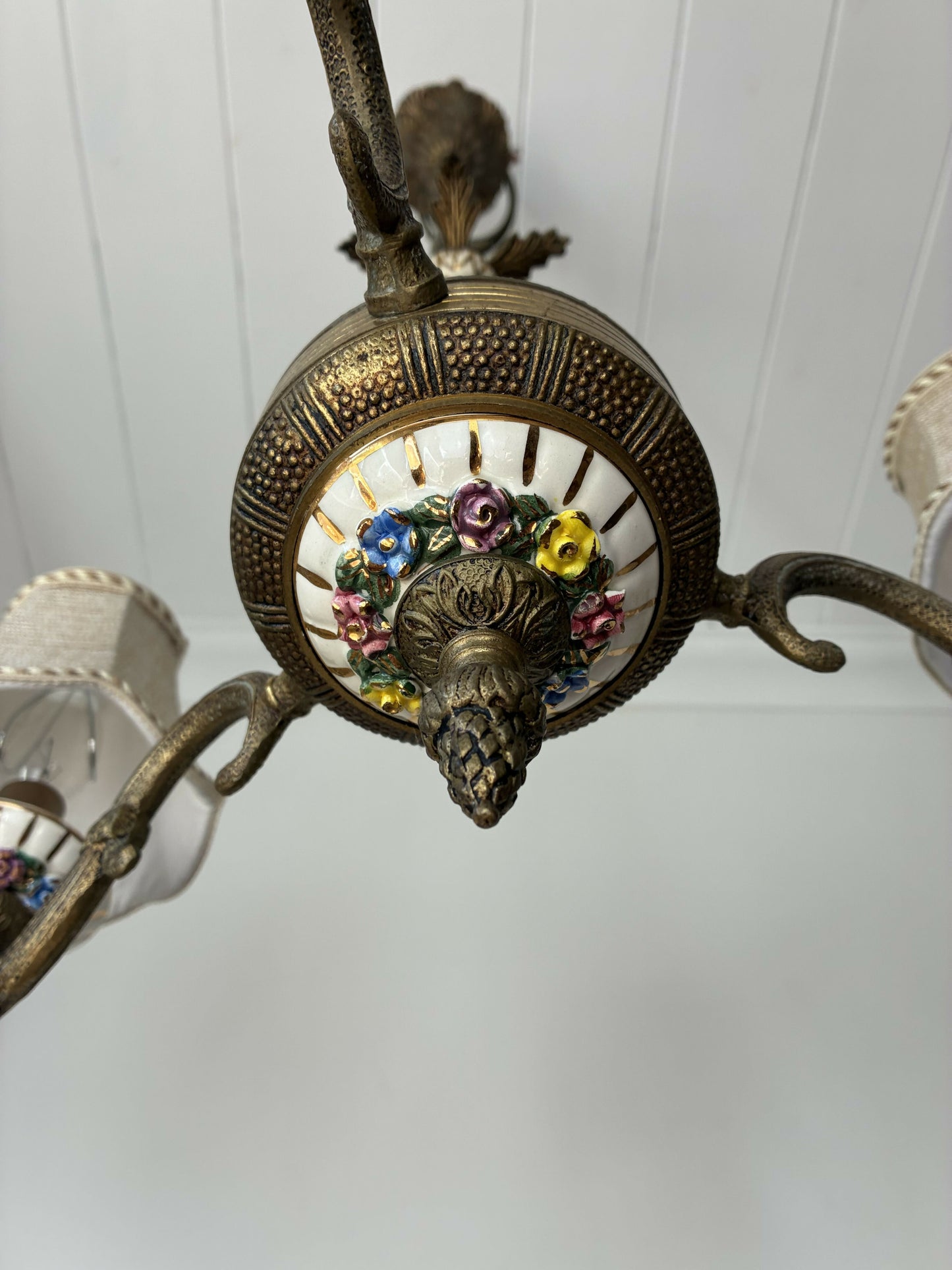 Three arm Capodimonte Chandelier