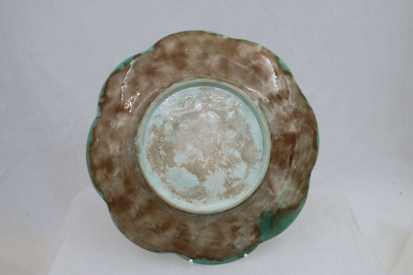 Water Lily design majolica plate by Adams and Bromley of Hanley