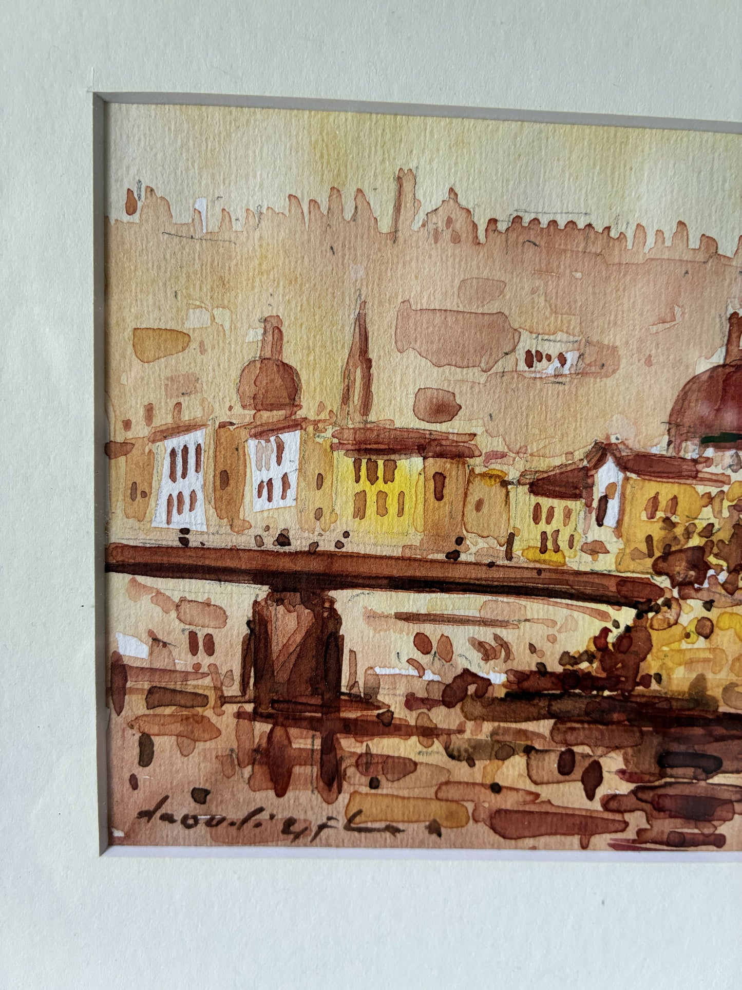 Florentine Watercolour in Gilt frame