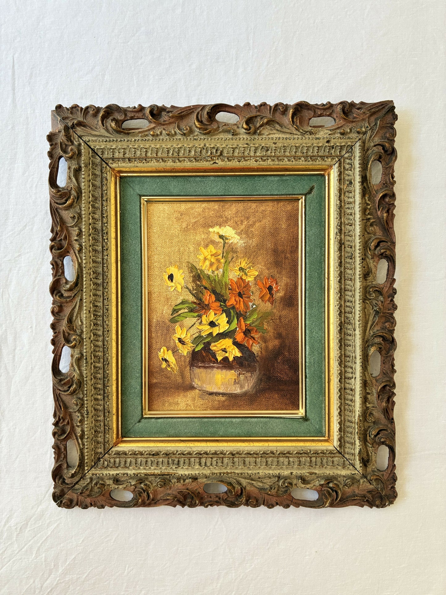 Floral Still Life in Antique Frame
