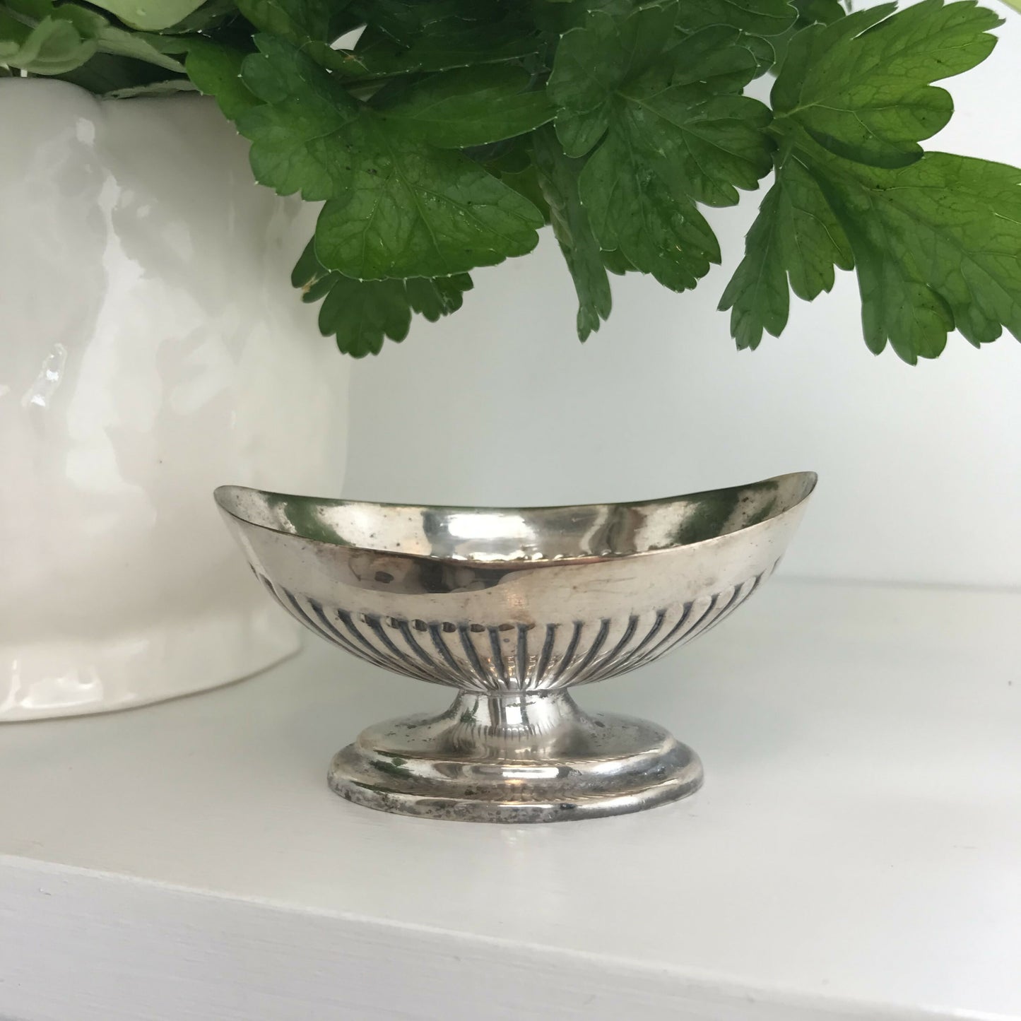 Small silver reeded dish