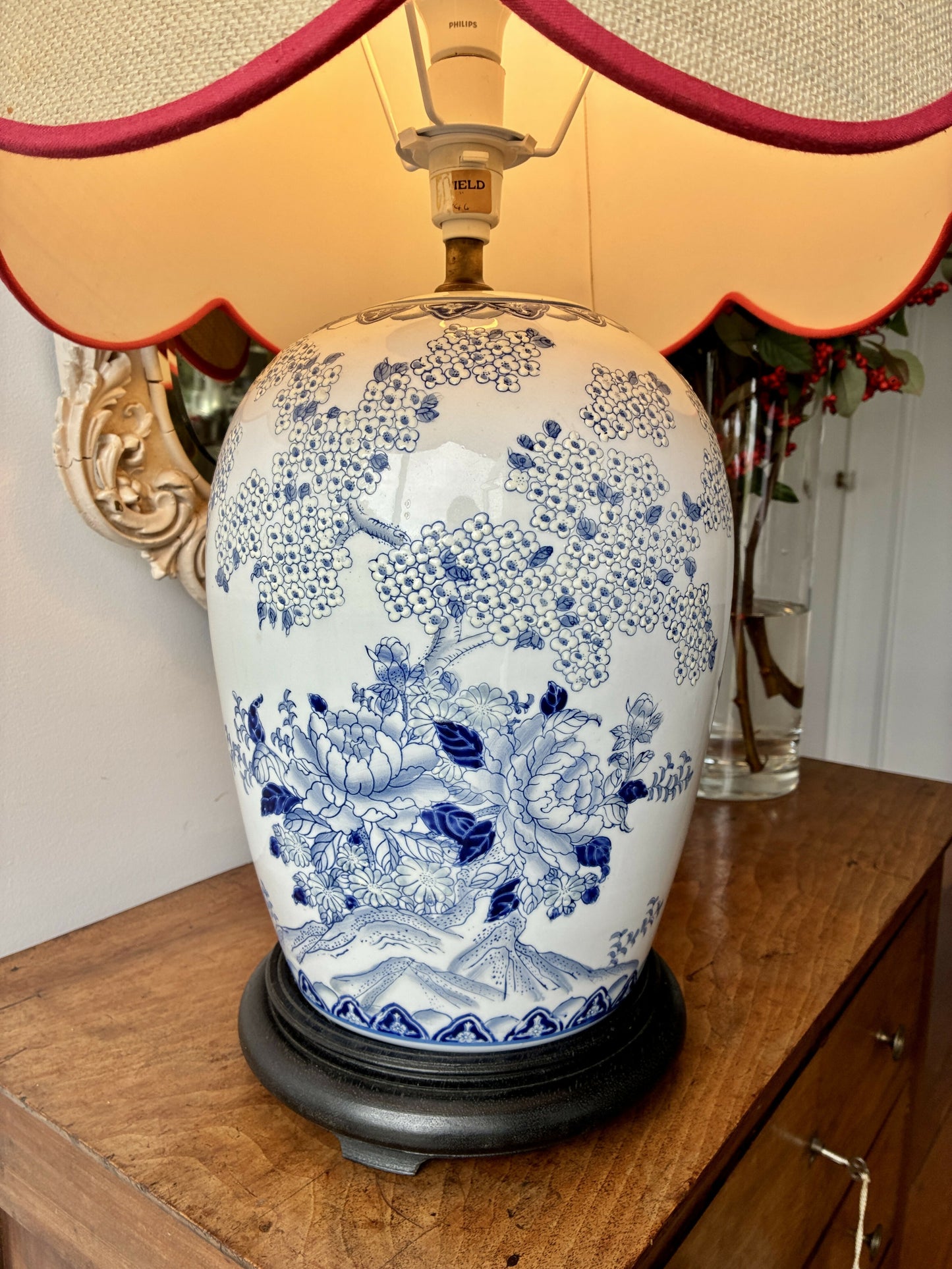 Large Blue and White Chinoiserie Lampbase