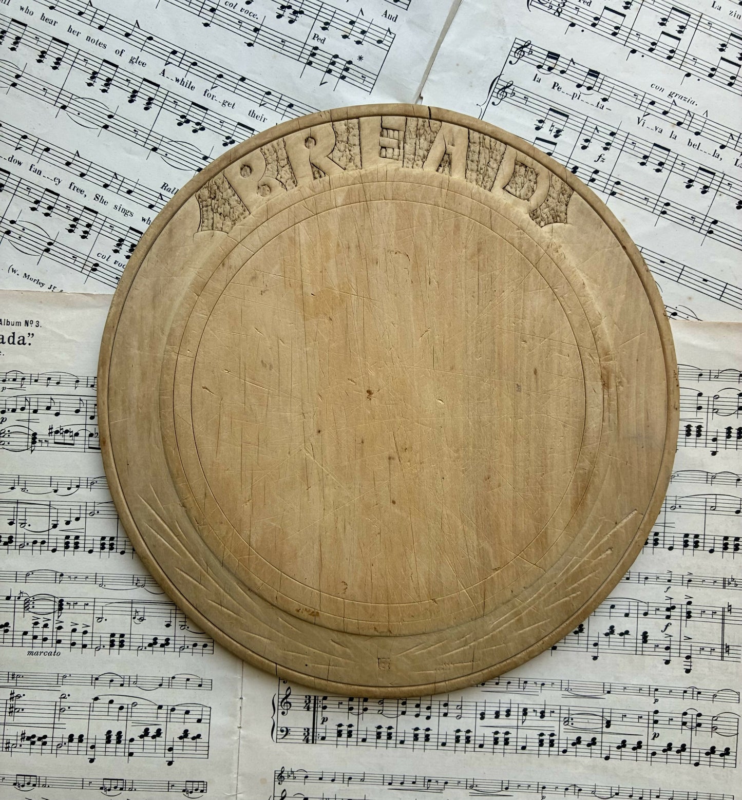 Vintage Carved Wooden Bread Board