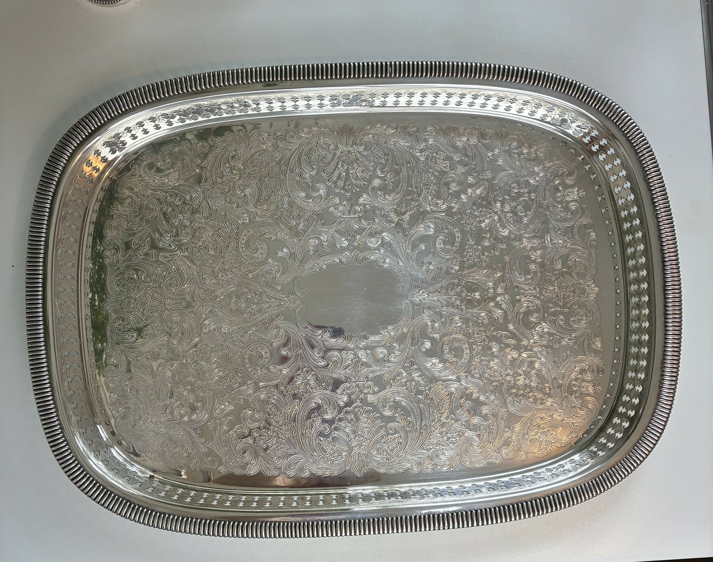 Galleried Rectangular Silver Tray